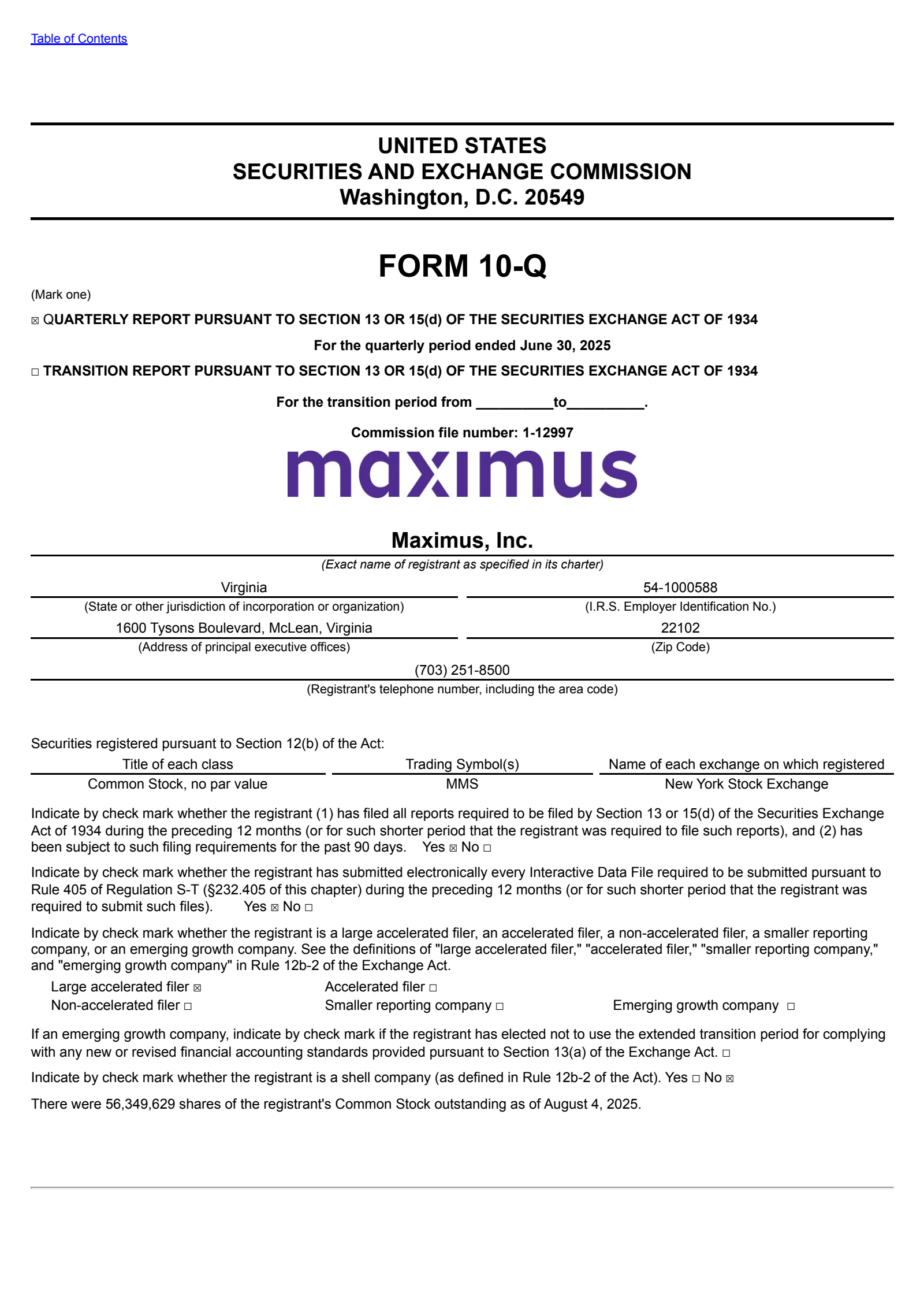Maximus' Q3 2025 Quarterly report