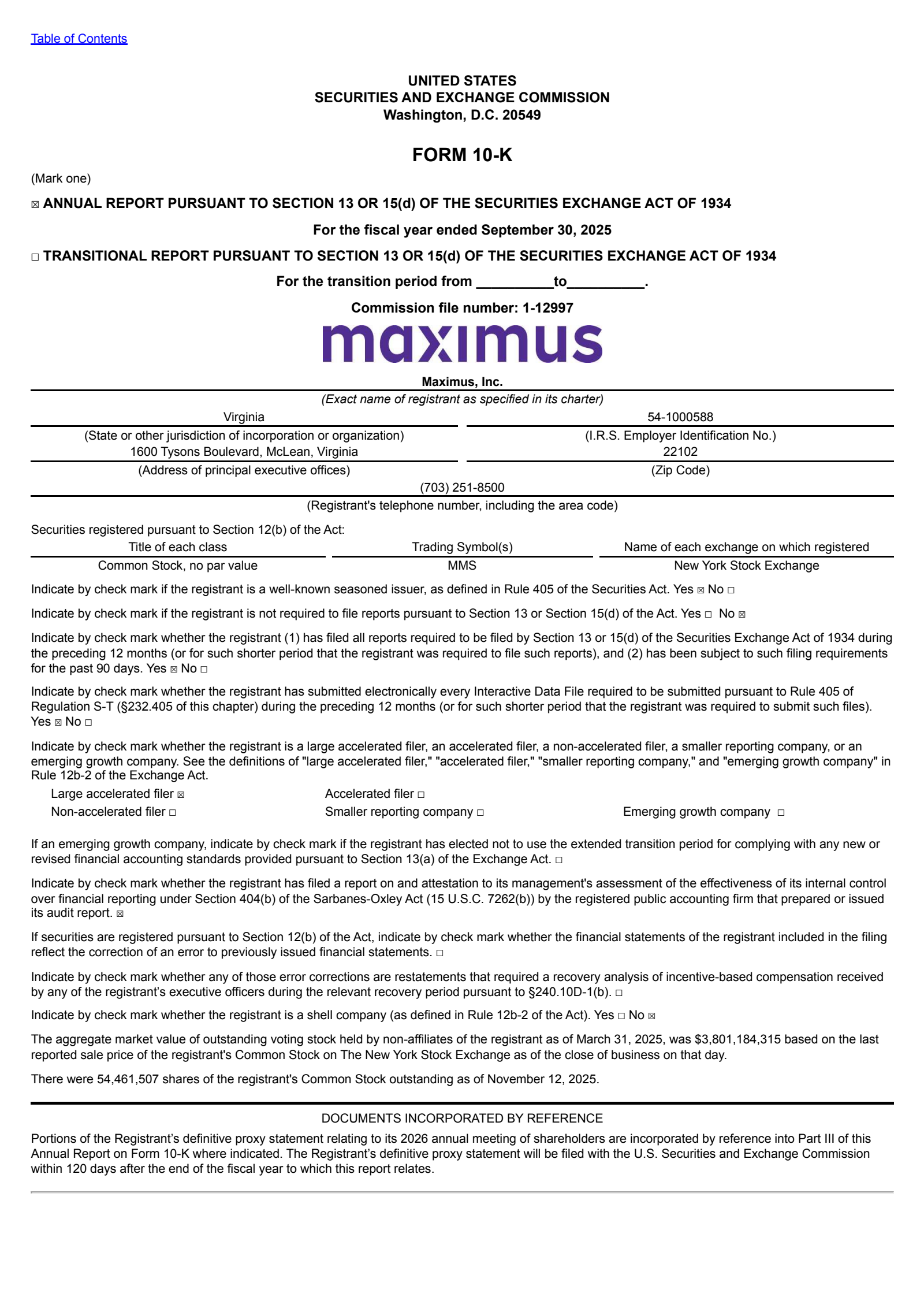 Maximus' Q4 2025 Annual Report