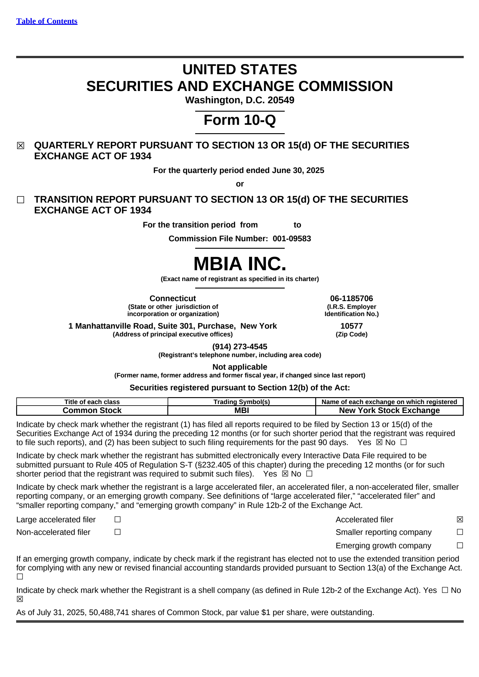 MBIA's Q2 2025 Quarterly report