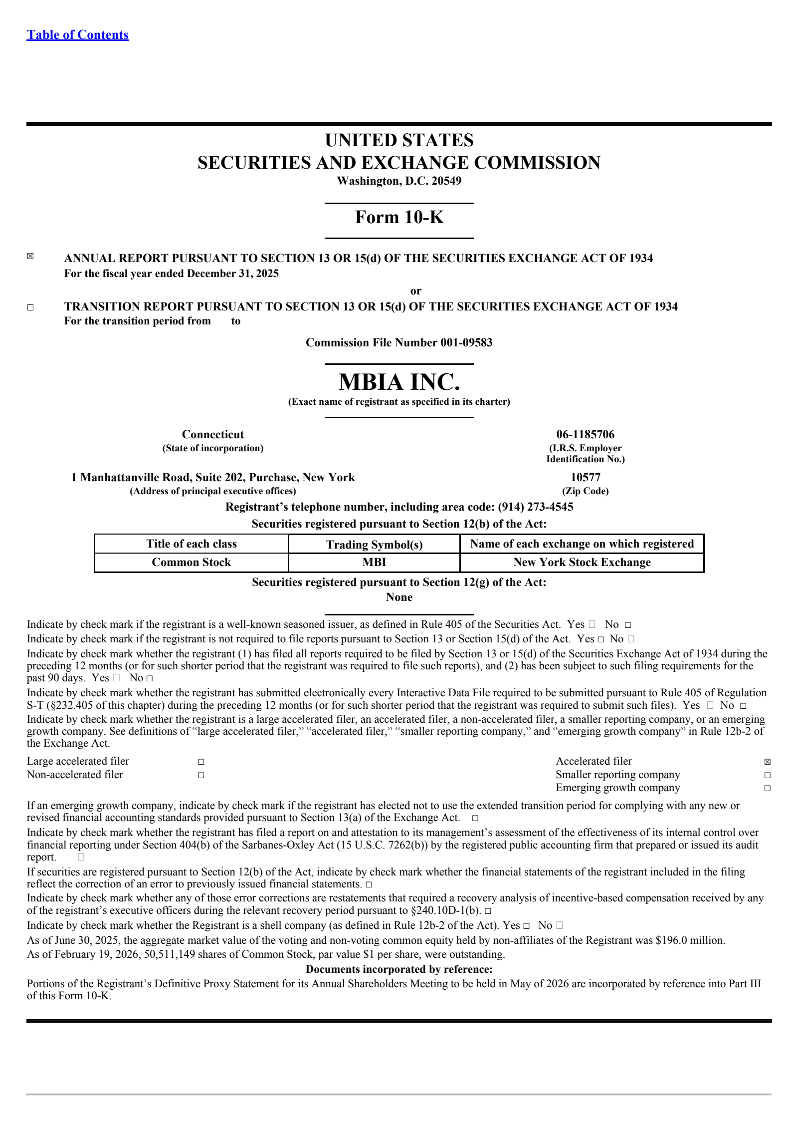 MBIA's Q4 2025 Annual report
