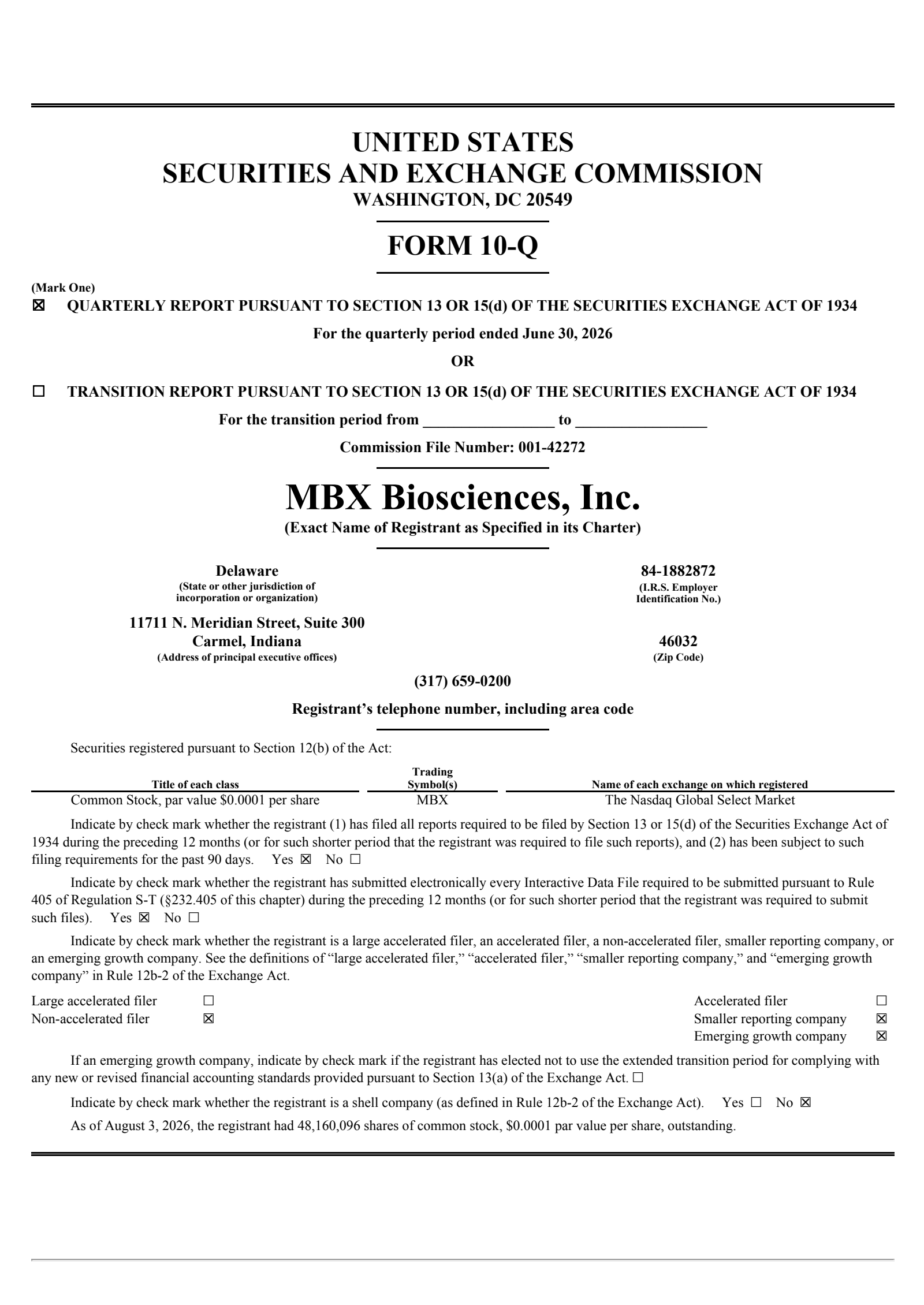 MBX Biosciences' Q2 2026 Quarterly report
