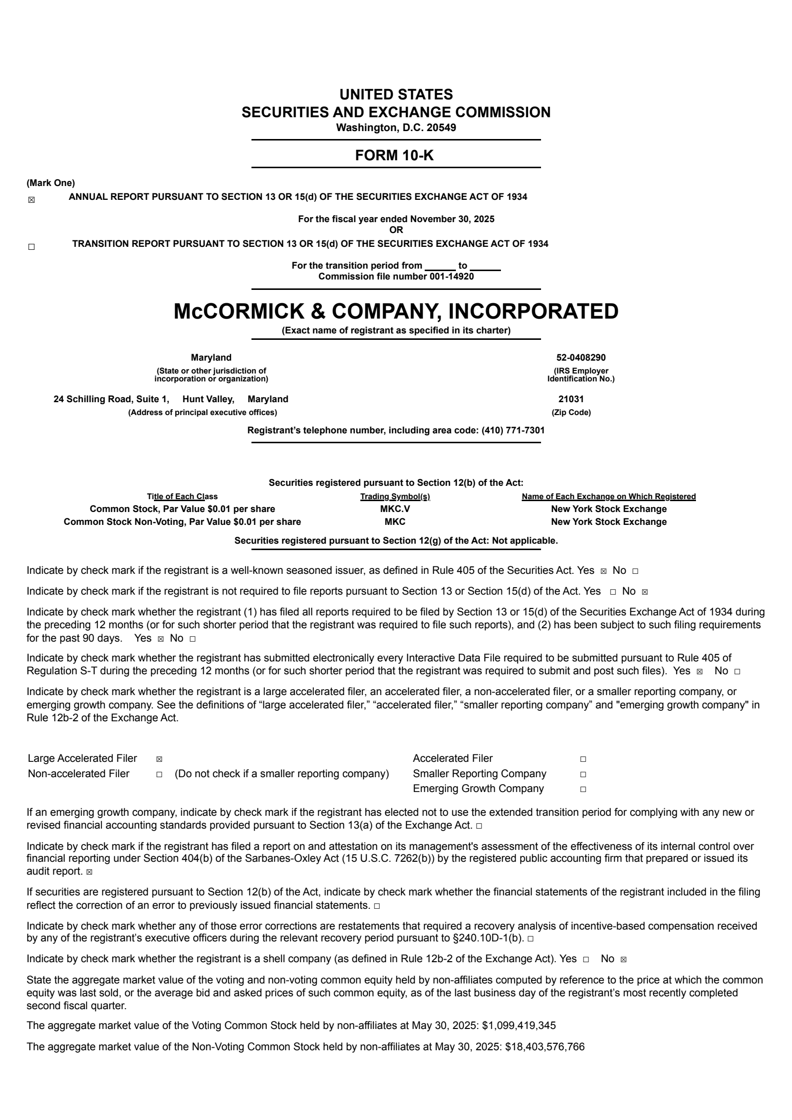 McCormick & Company, Incorporated's Q4 2025 Annual report
