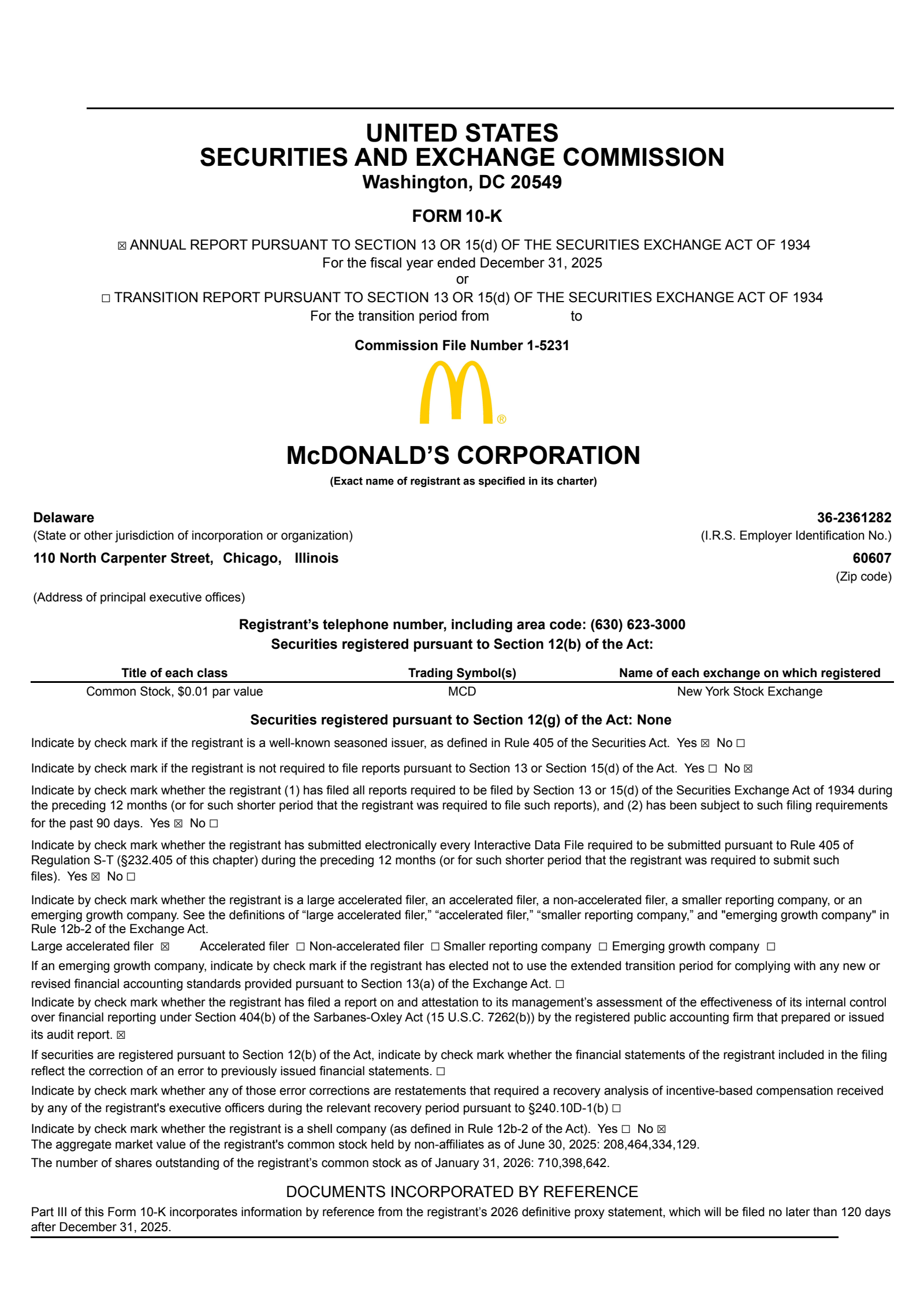 McDonald's' Q4 2025 Annual report