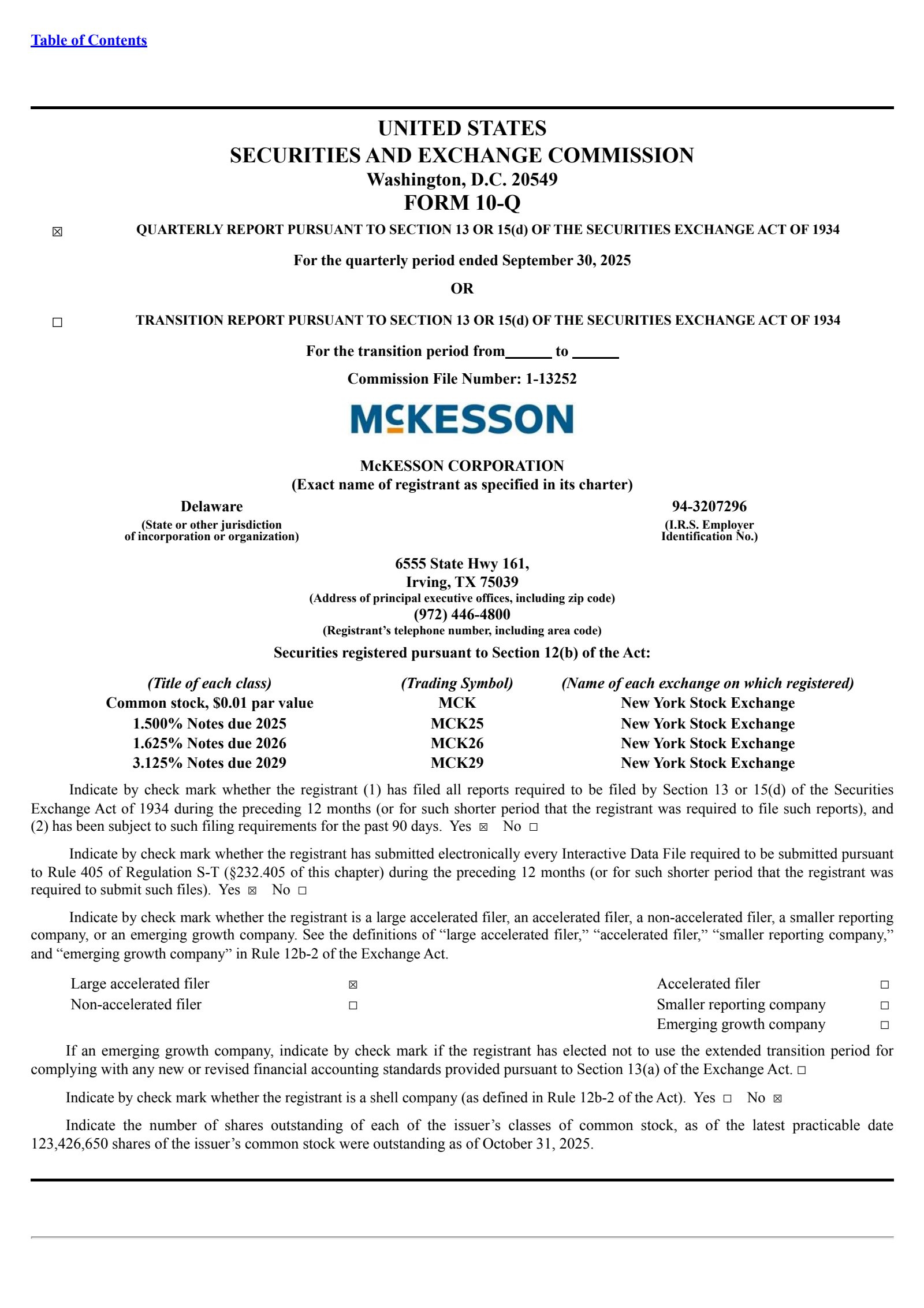 McKesson's Q2 2026 Quarterly Report