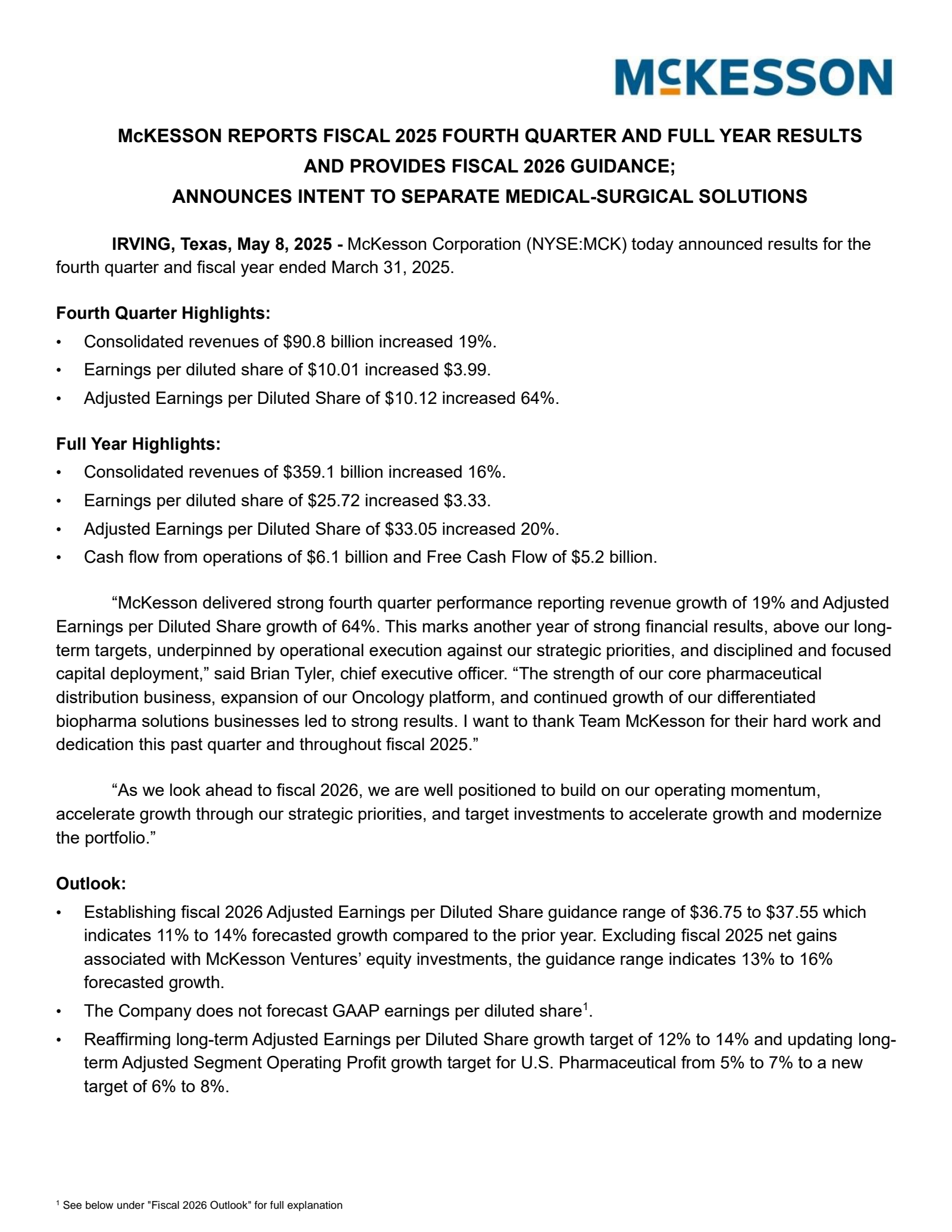 McKesson's Q4 2025 Earnings Release