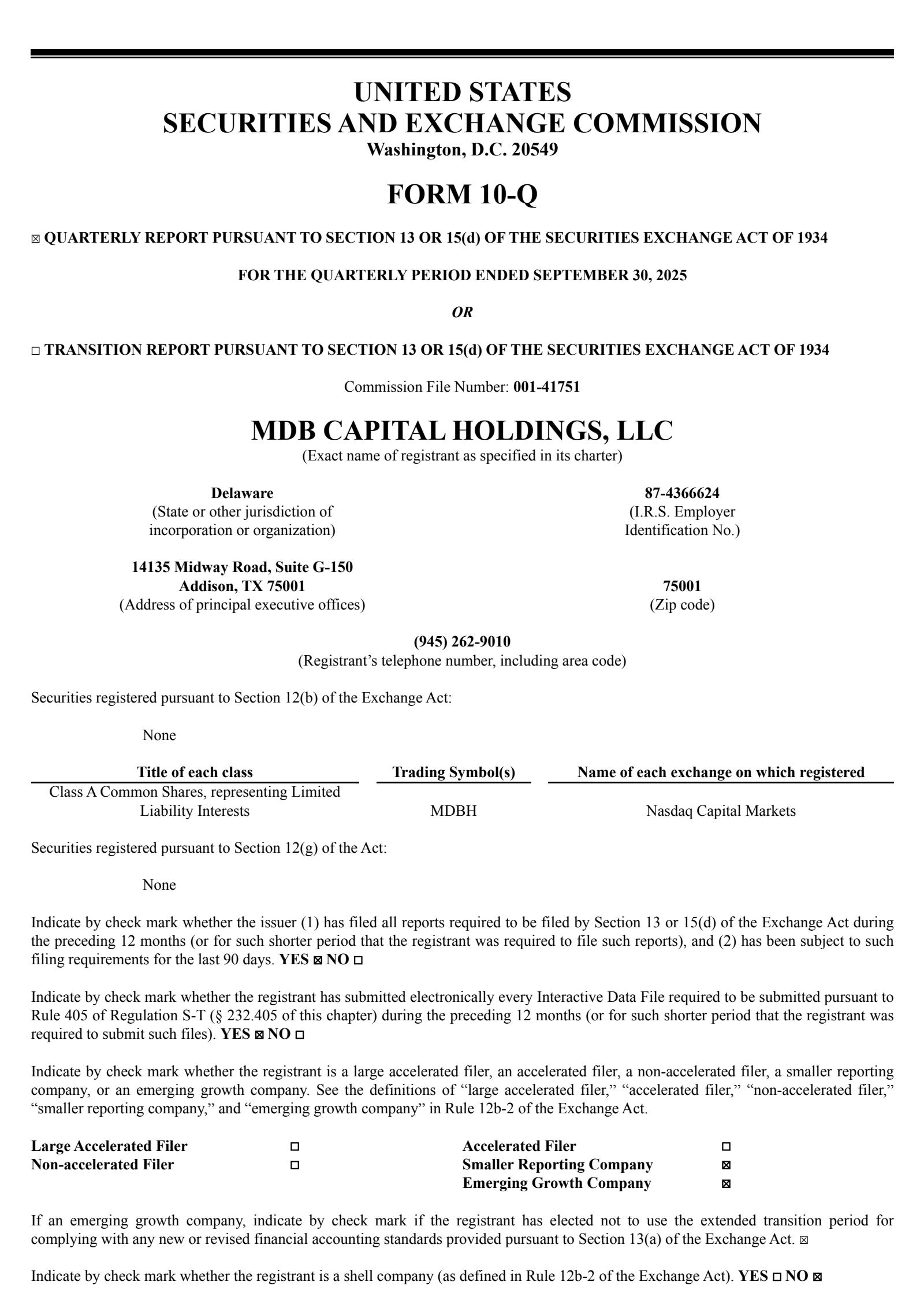 MDB Capital's Q3 2025 Quarterly Report