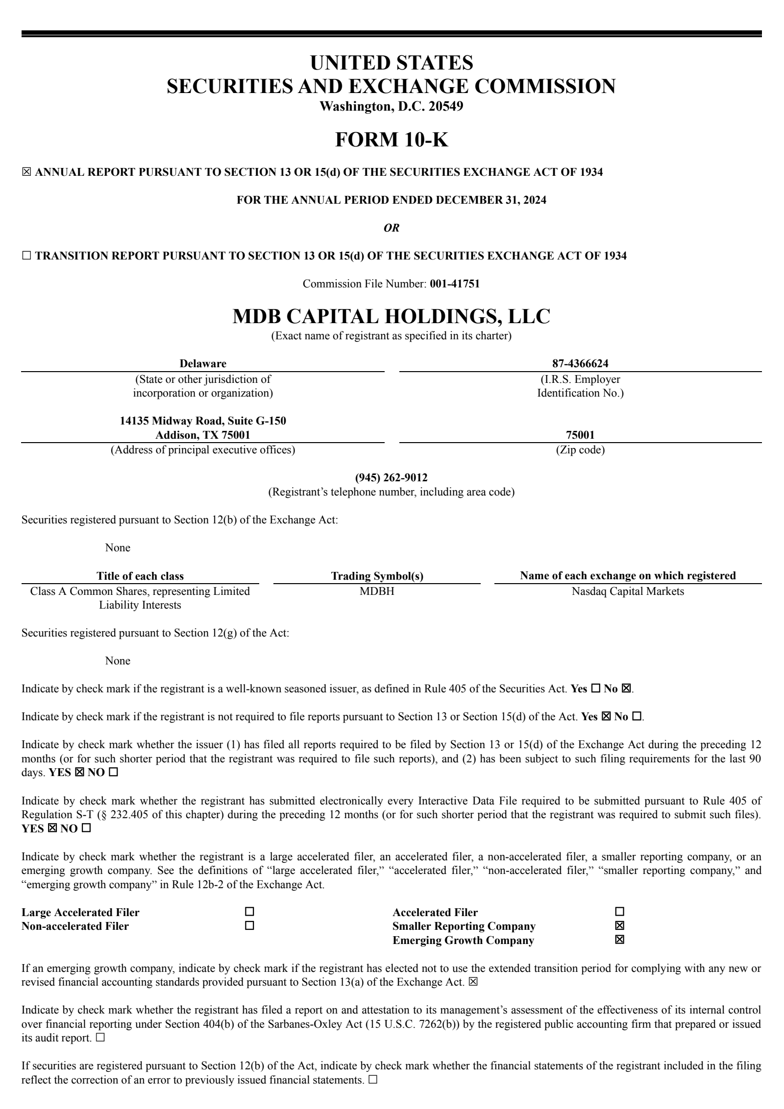 MDB Capital's Q4 2024 Annual Report