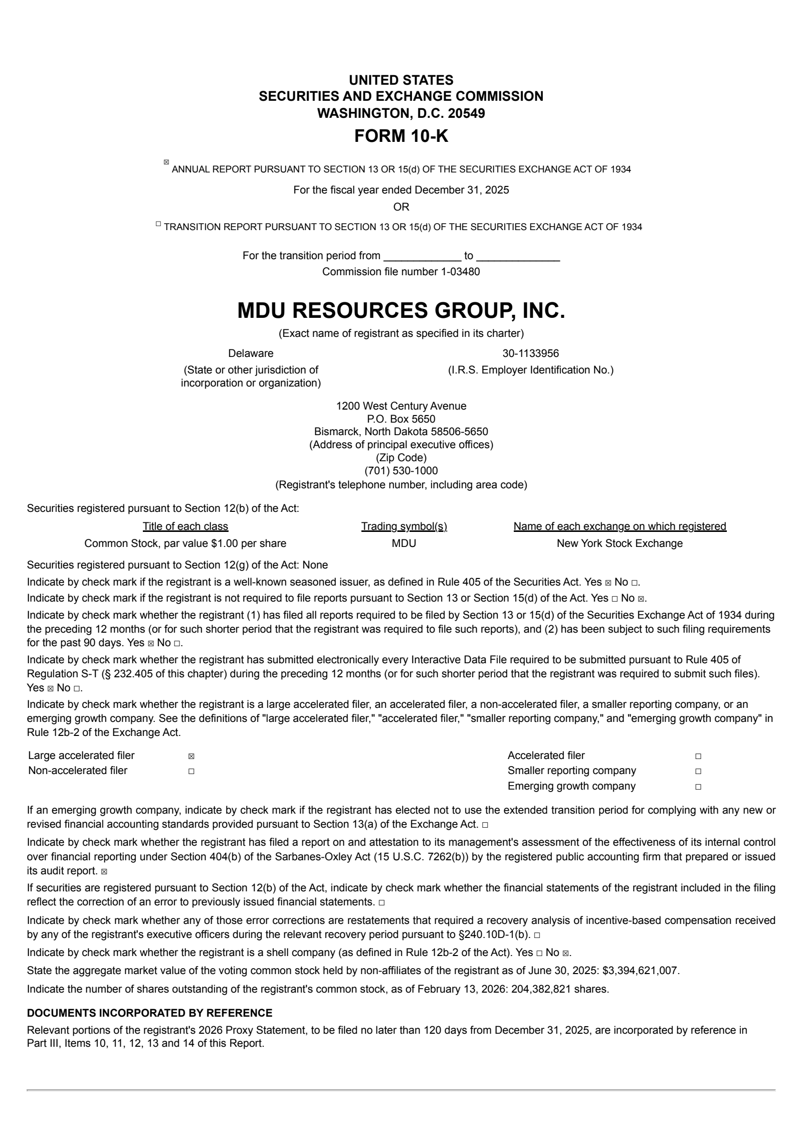 MDU Resources Group's Q4 2025 Annual report