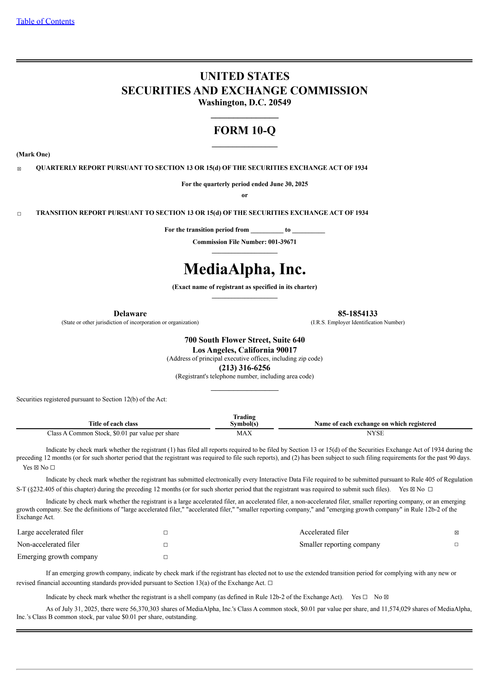 MediaAlpha's Q2 2025 Quarterly report