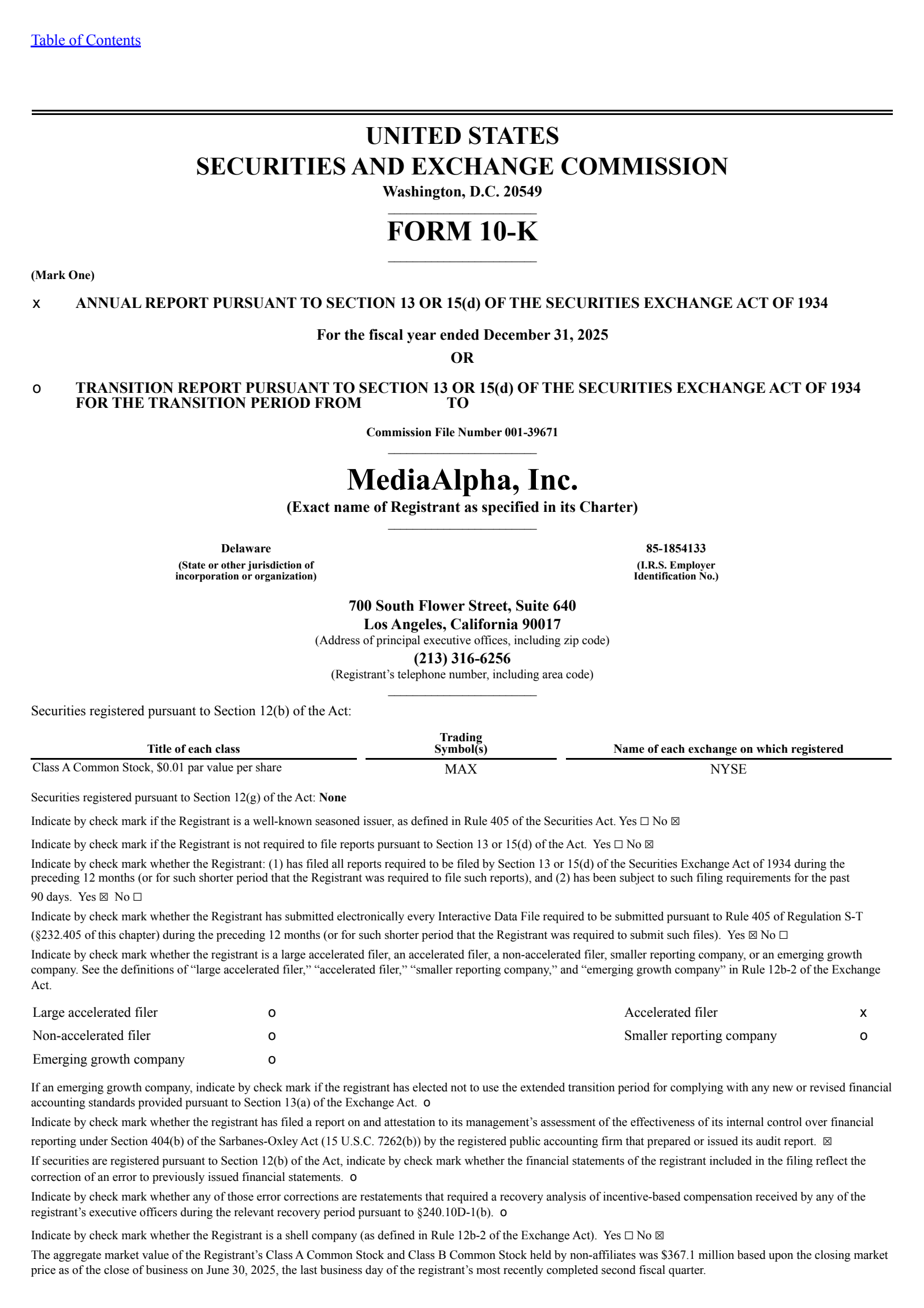 MediaAlpha's Q4 2025 Annual report