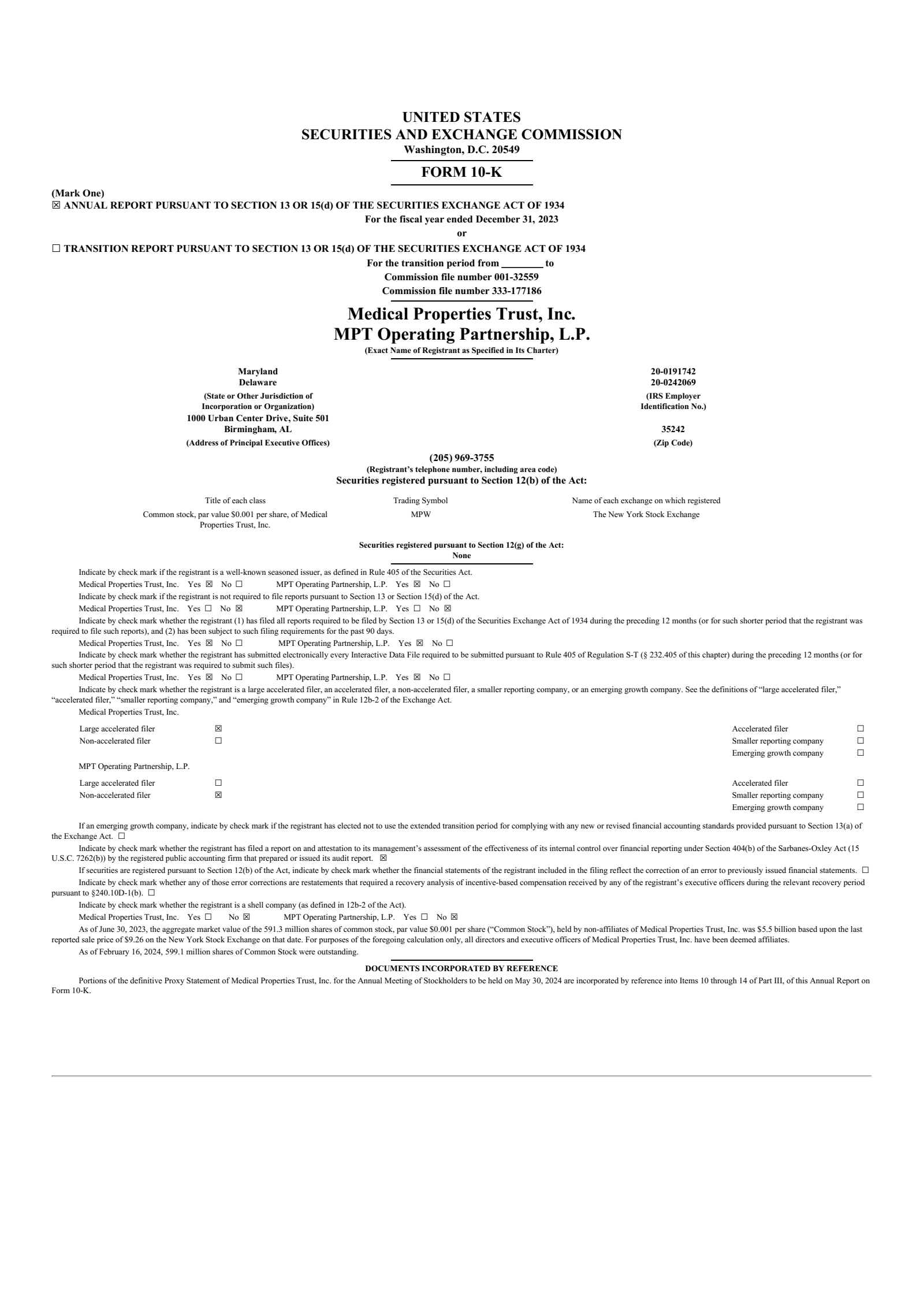 Medical Properties Trust's Q4 2023 Annual report