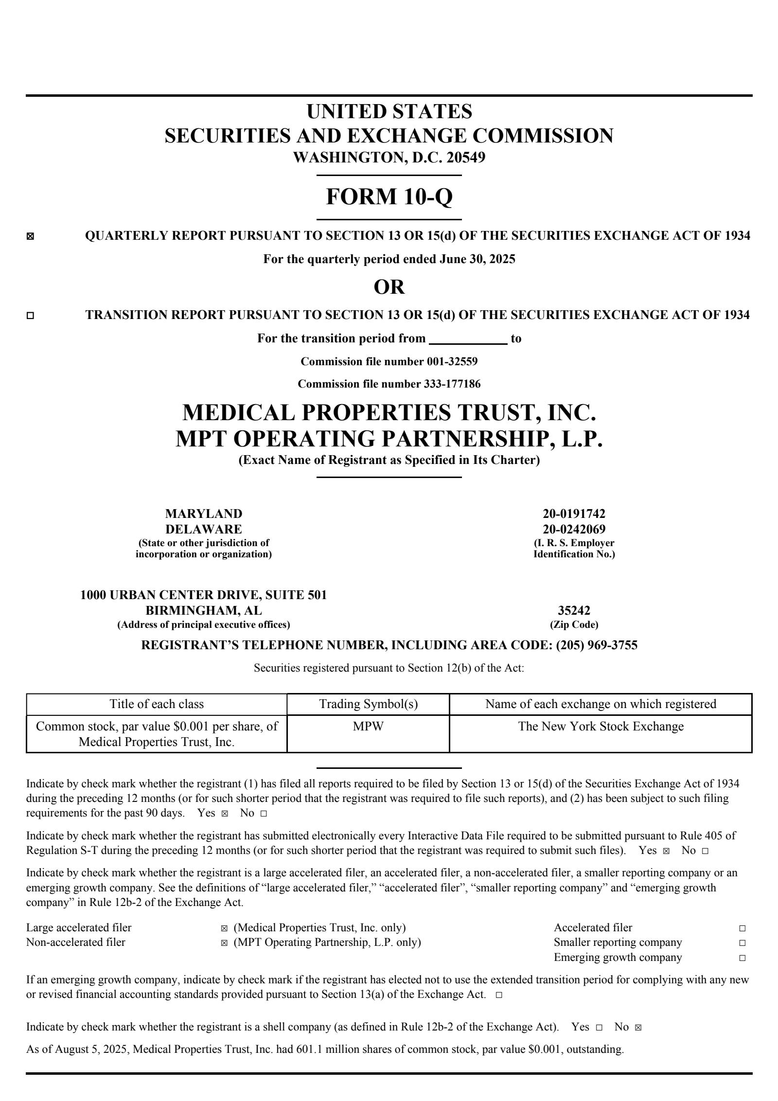 Medical Properties Trust's Q2 2025 Quarterly report