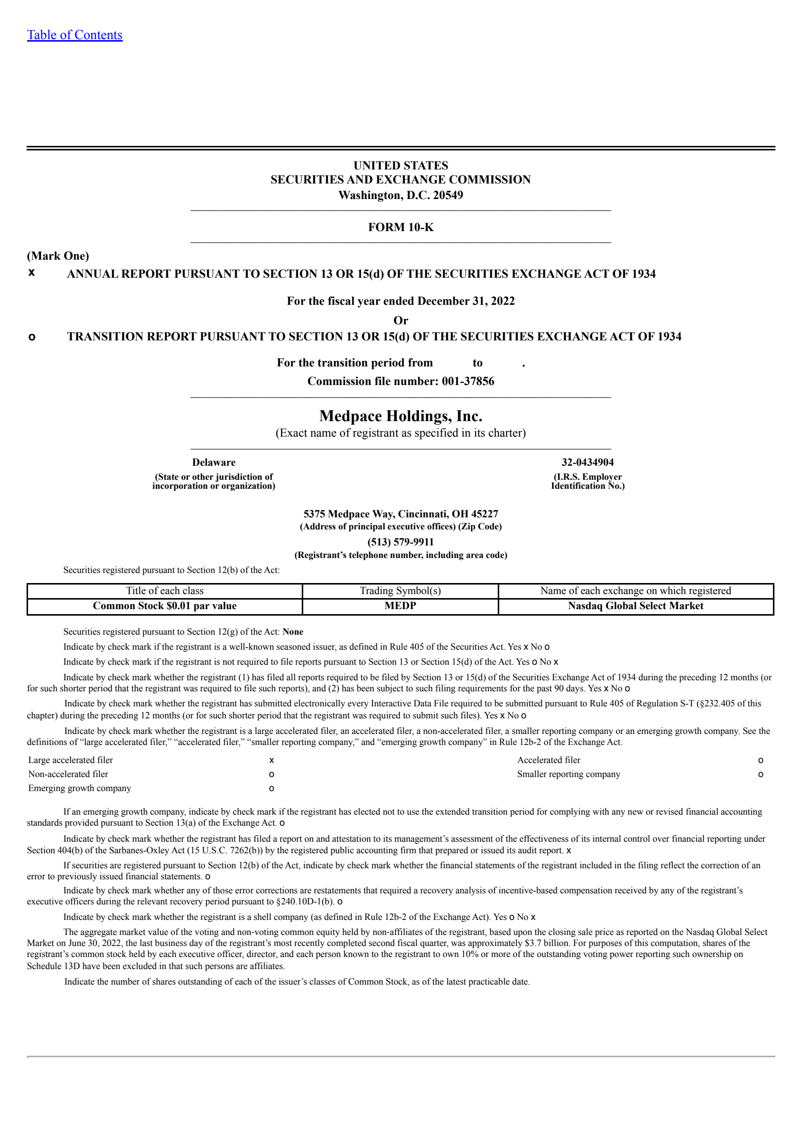 Medpace's Q4 2022 Annual report