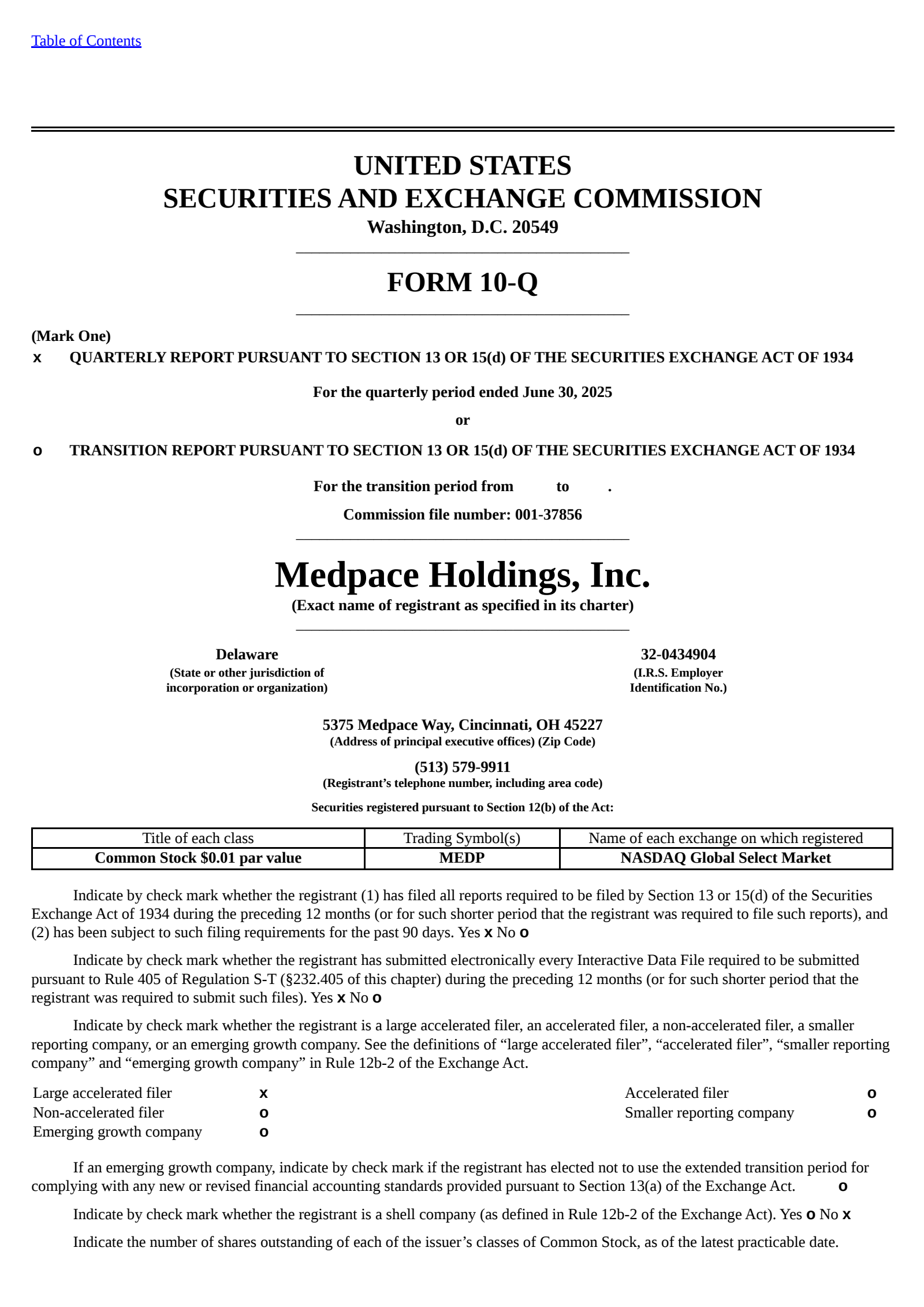 Medpace's Q2 2025 Quarterly report