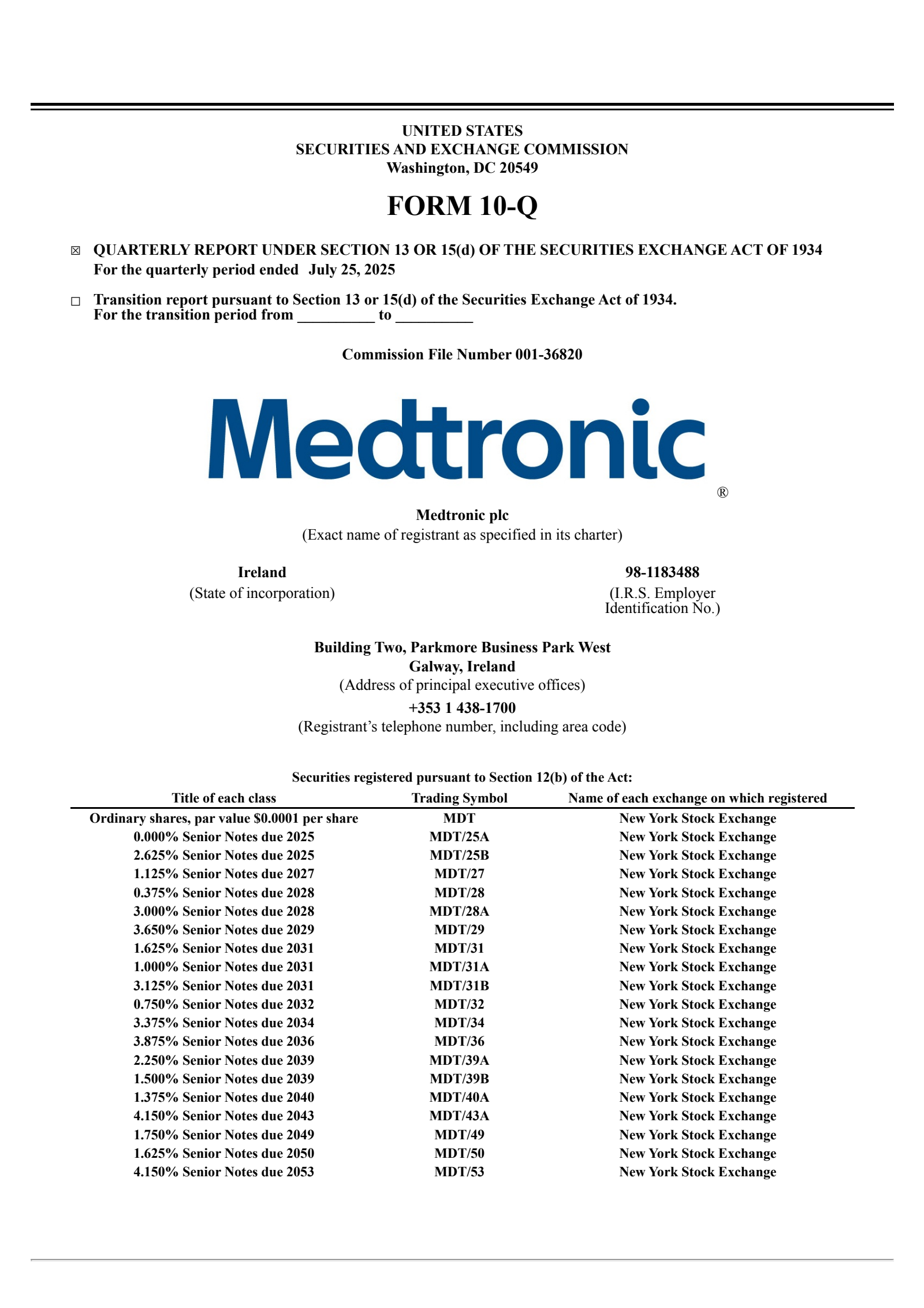Medtronic's Q1 2026 Quarterly report