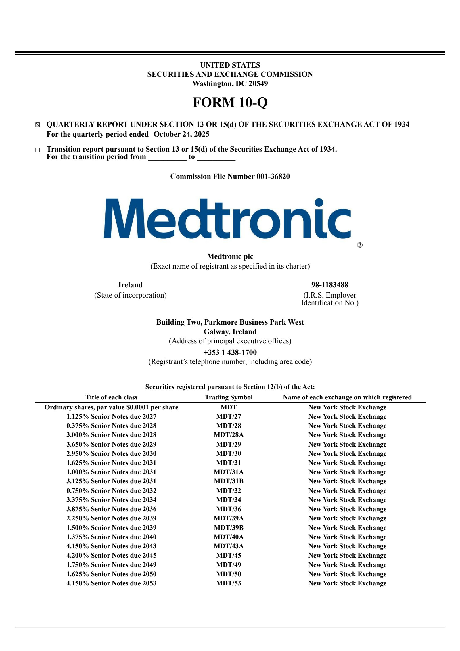 Medtronic's Q2 2026 Quarterly Report