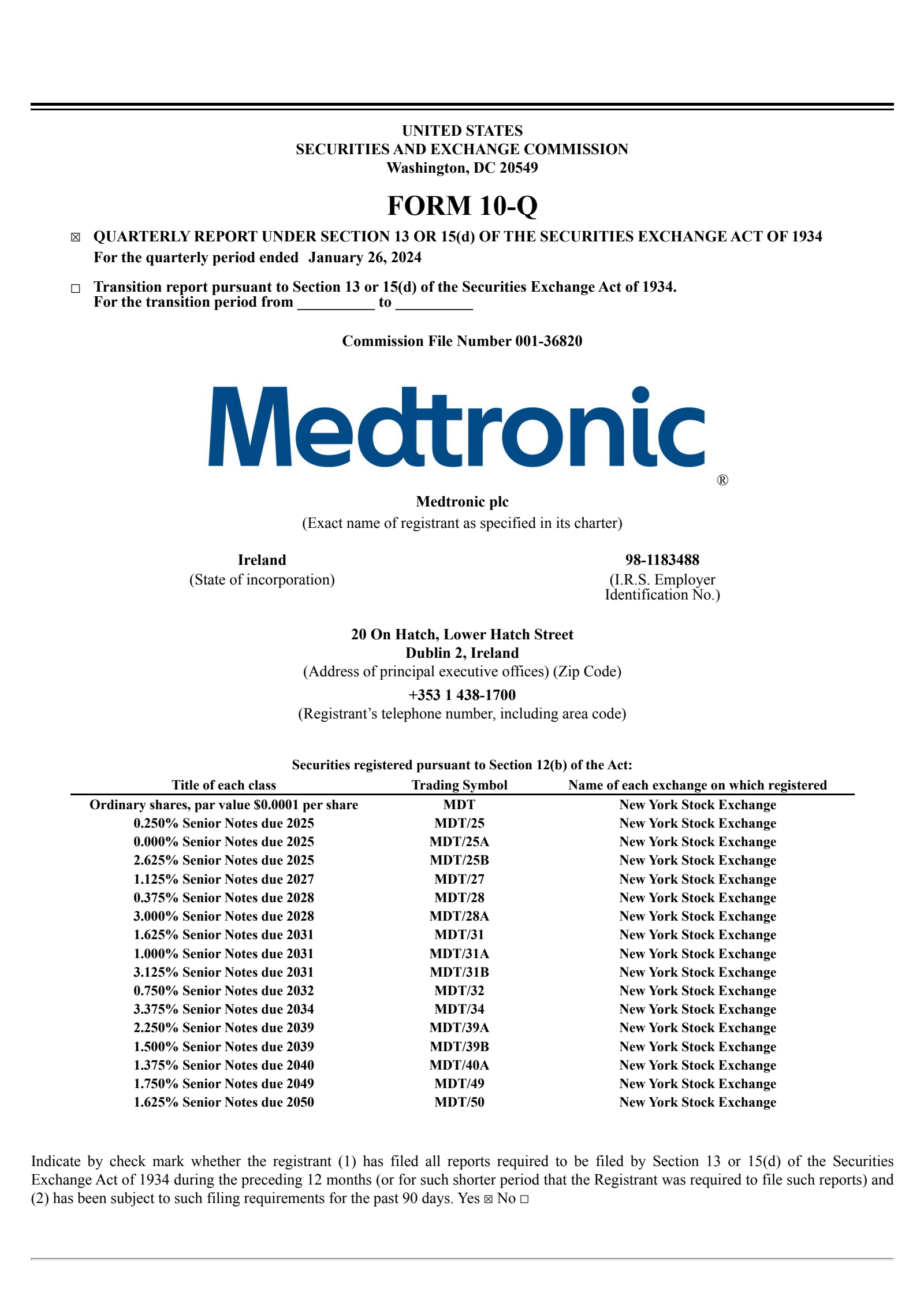 Medtronic's Q3 2024 Quarterly report