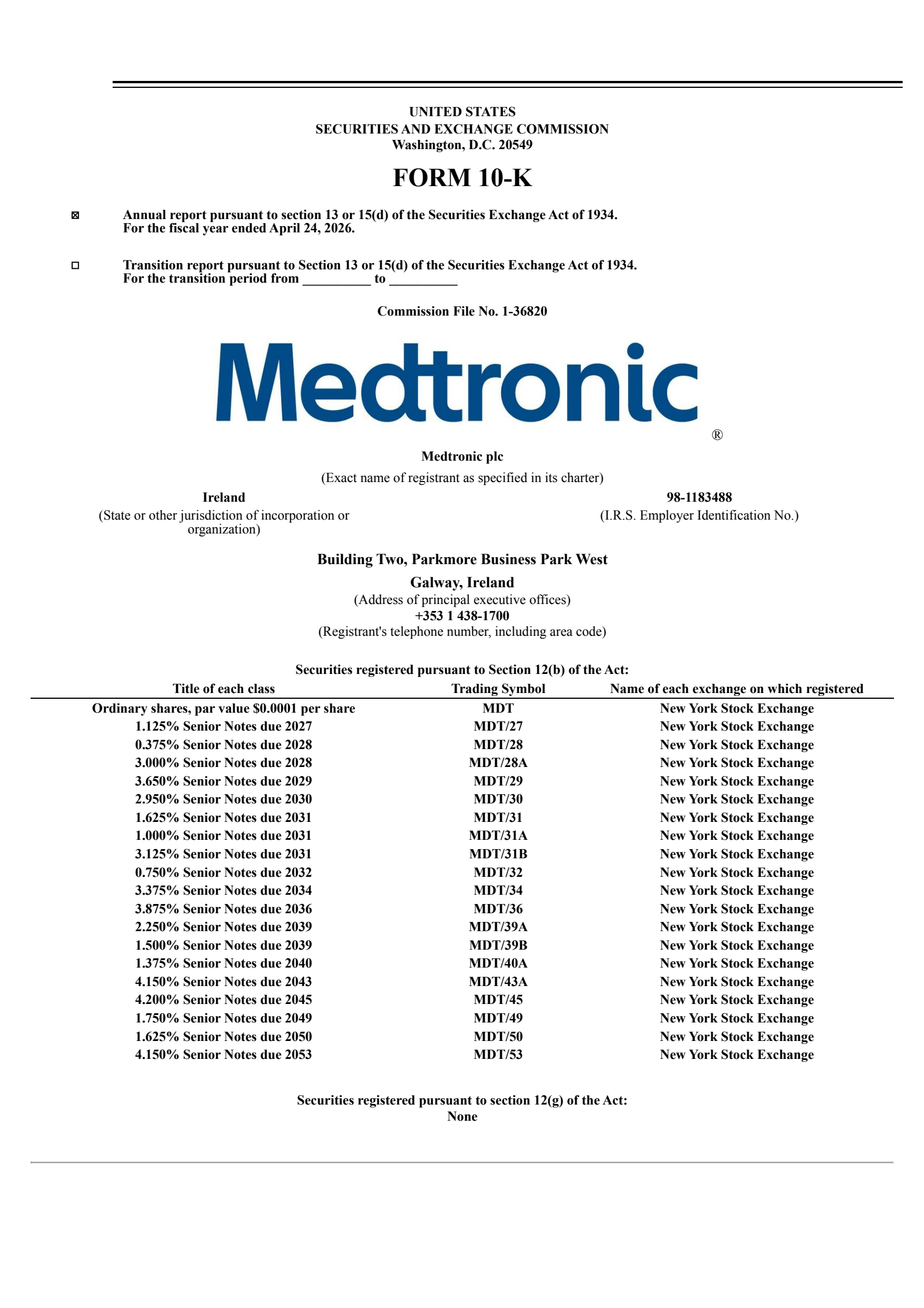 Medtronic's Q4 2026 Annual report