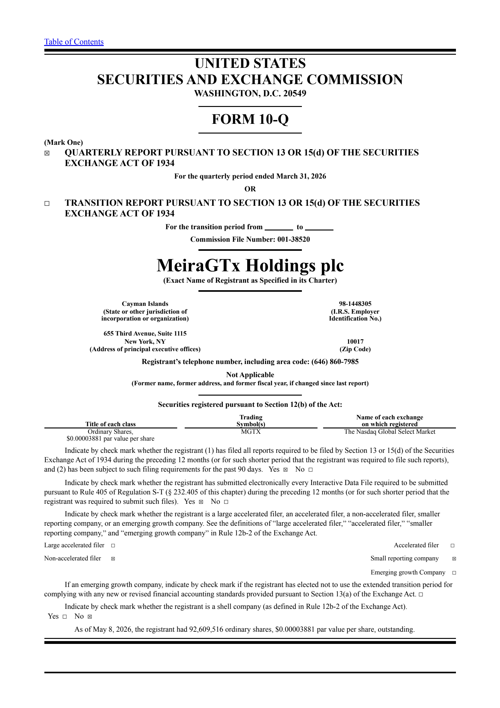 MeiraGTx's Q1 2026 Quarterly report