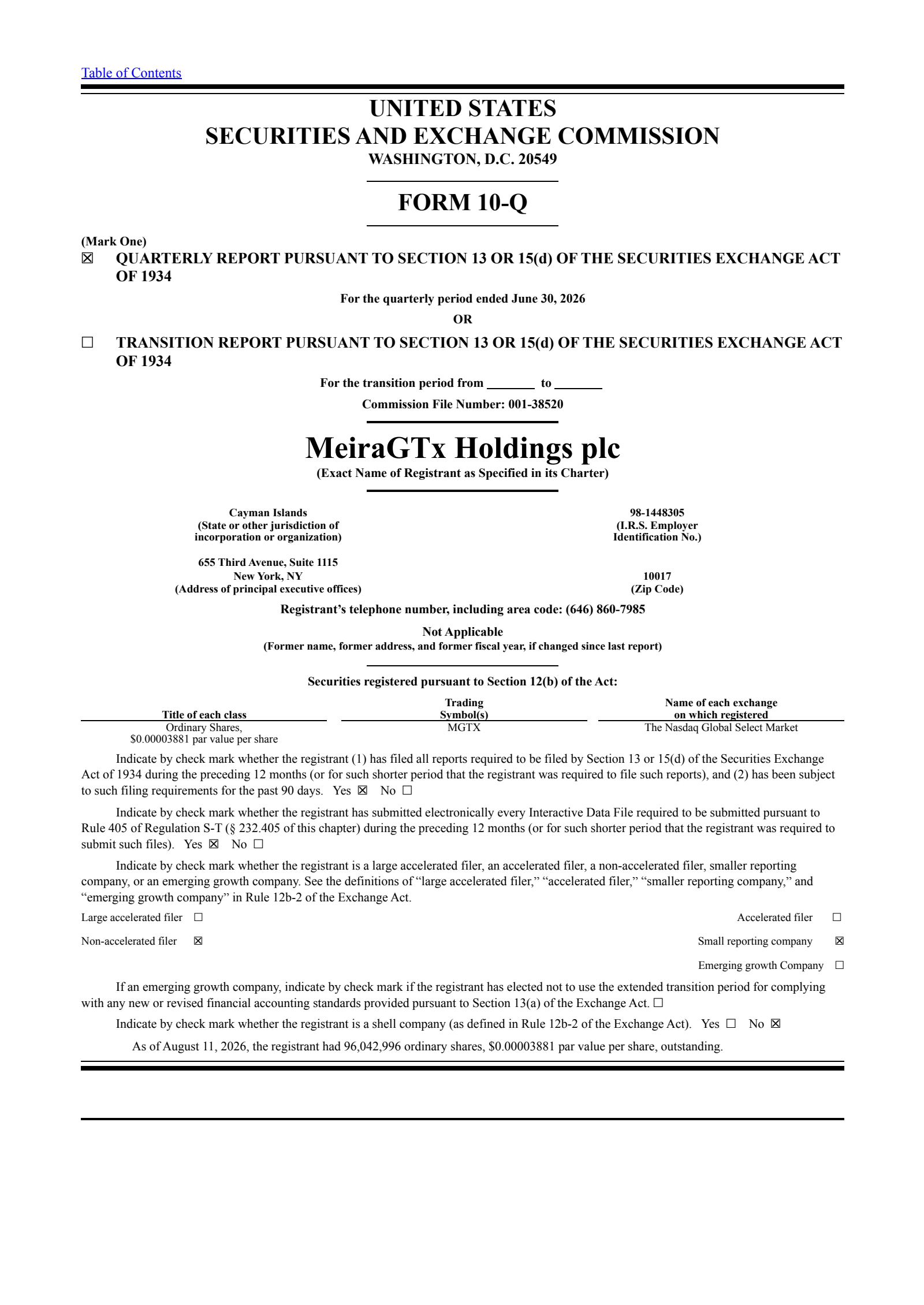 MeiraGTx's Q2 2026 Quarterly report