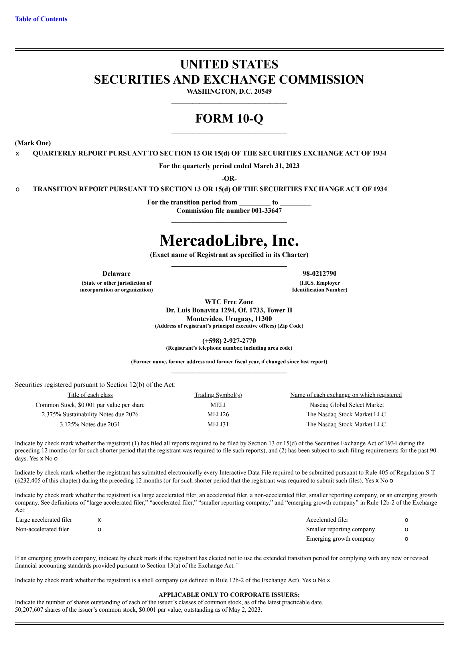 MercadoLibre's Q1 2023 Quarterly report