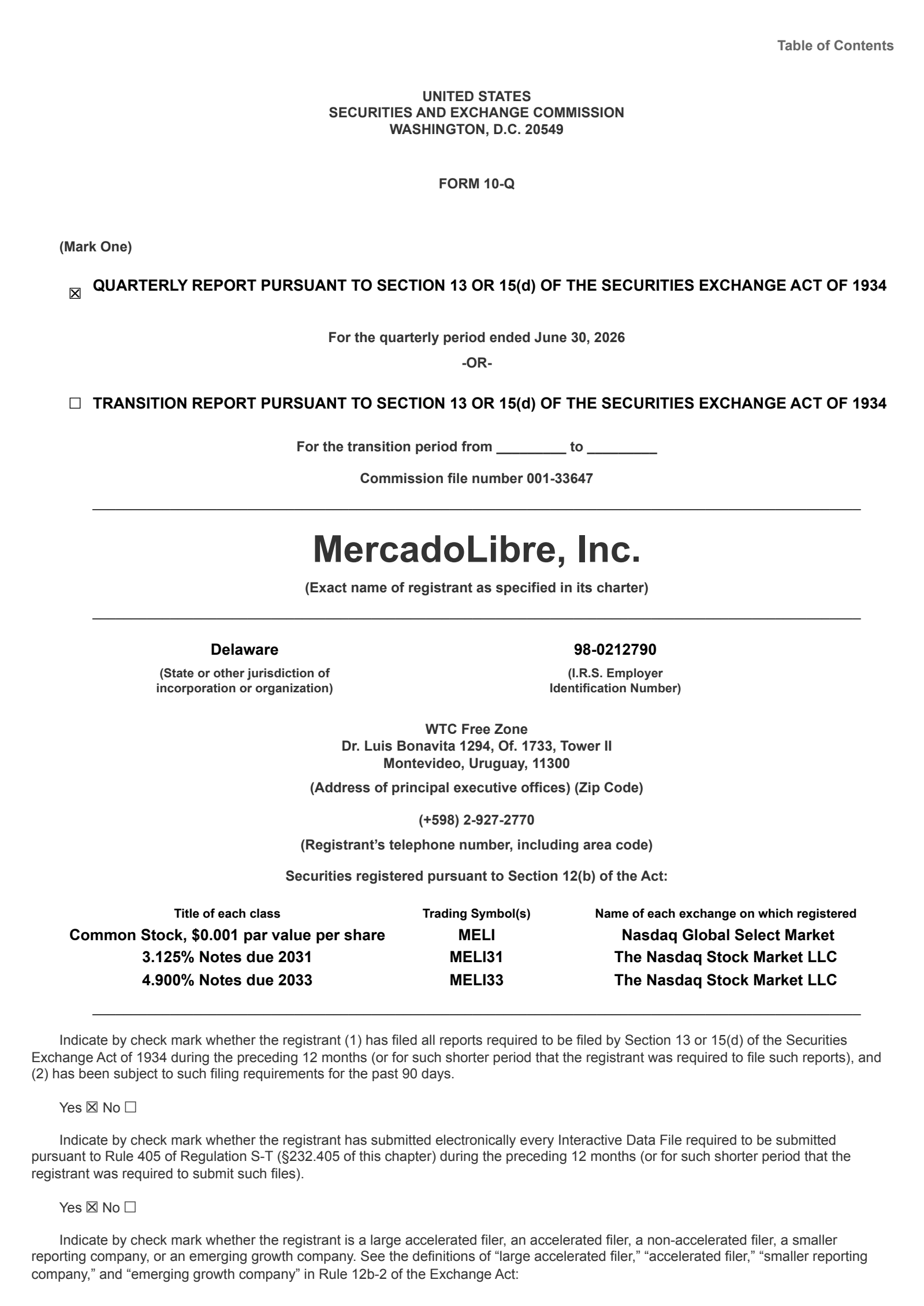 MercadoLibre's Q2 2026 Quarterly report