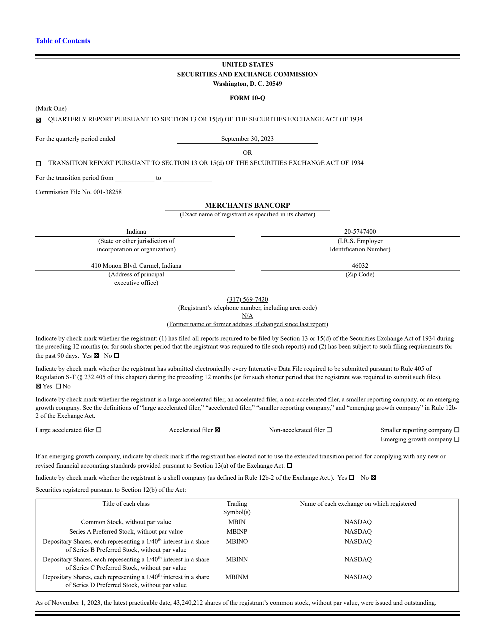 Merchants Bancorp's Q3 2023 Quarterly Report