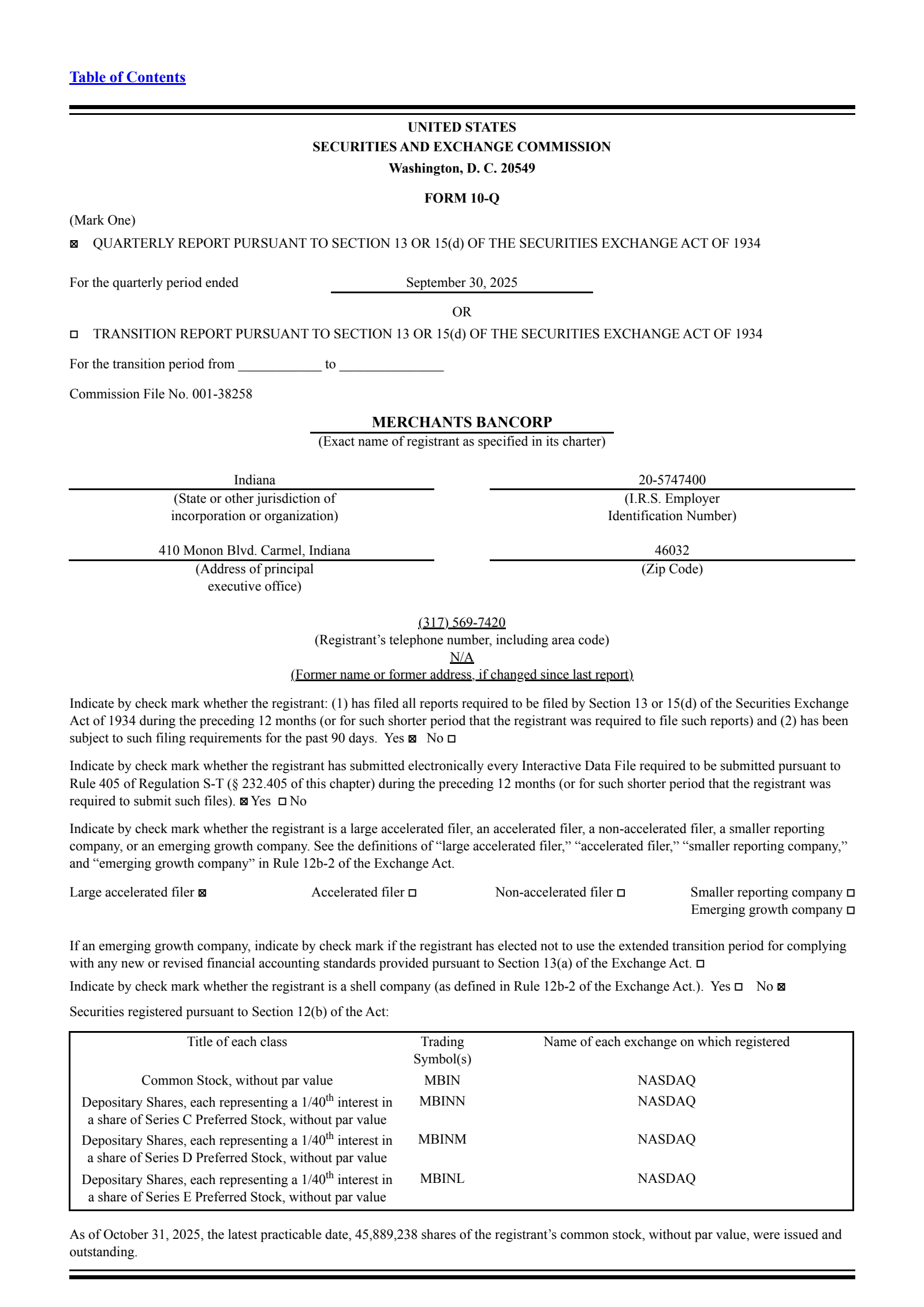 Merchants Bancorp's Q3 2025 Quarterly Report
