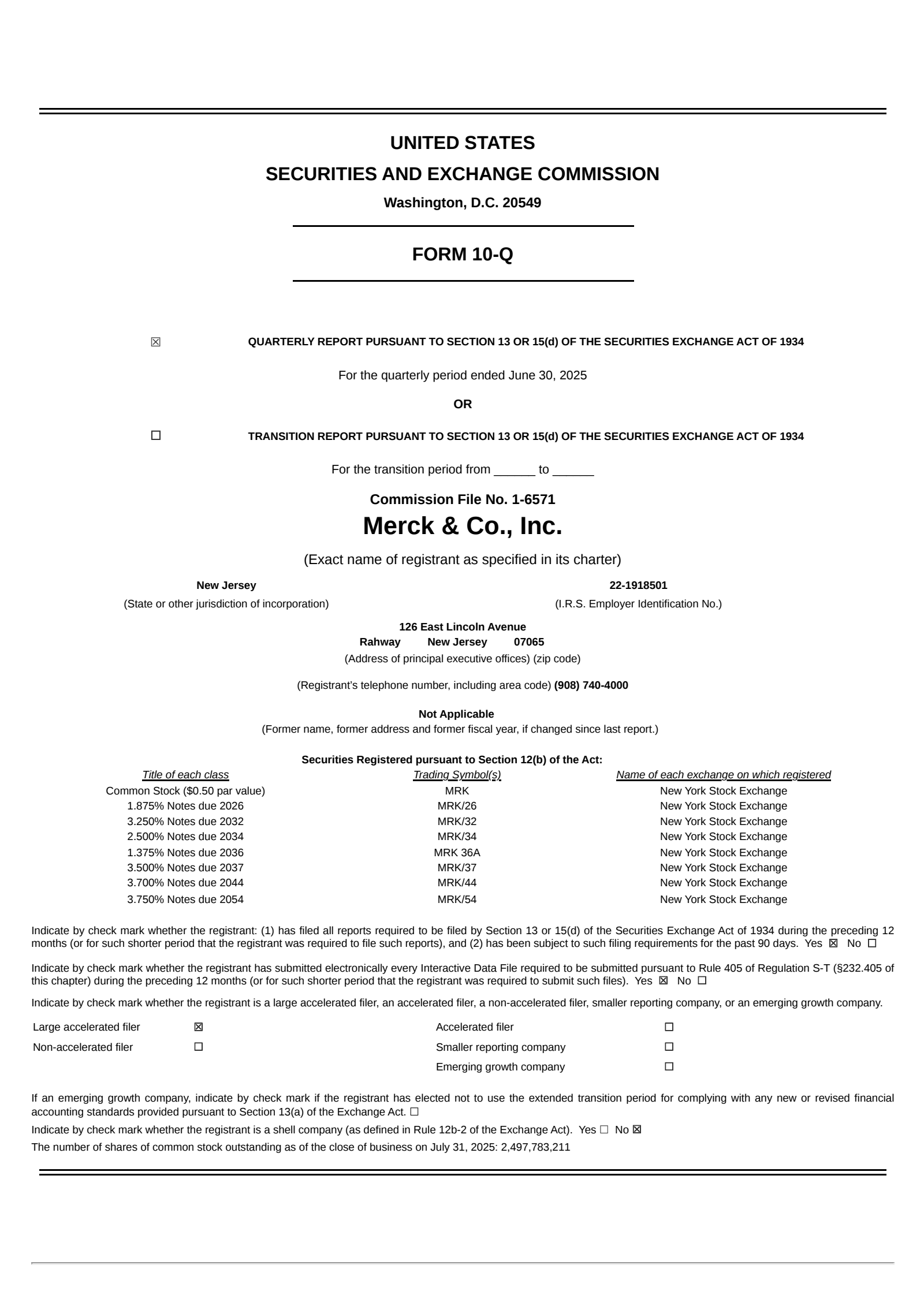 Merck & Co., Inc.'s Q2 2025 Quarterly report