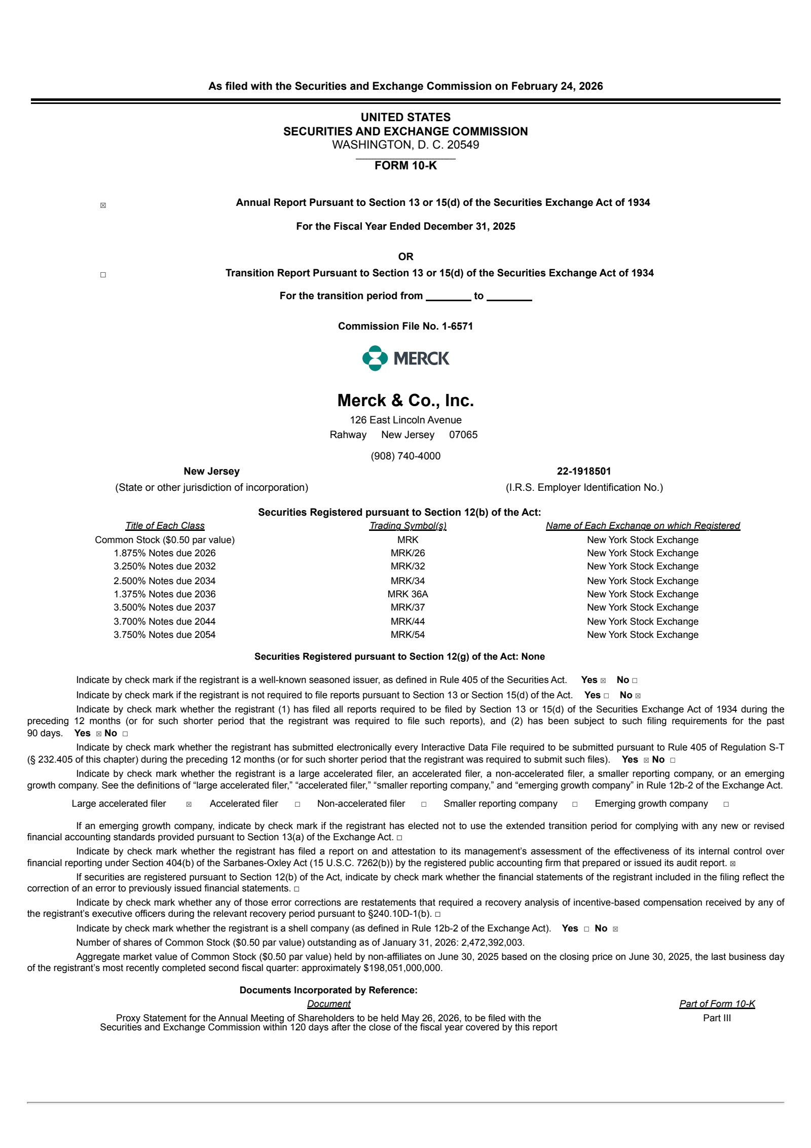 Merck & Co., Inc.'s Q4 2025 Annual report