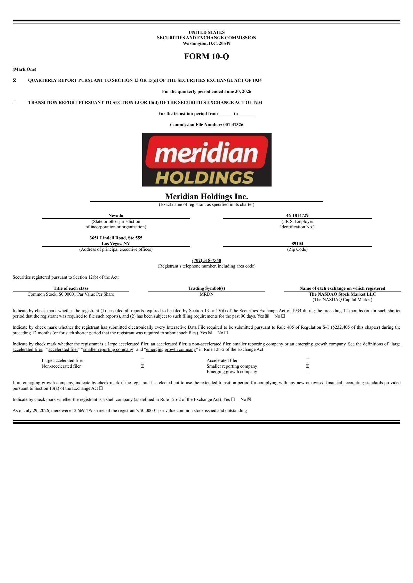 Meridian's Q2 2026 Quarterly report