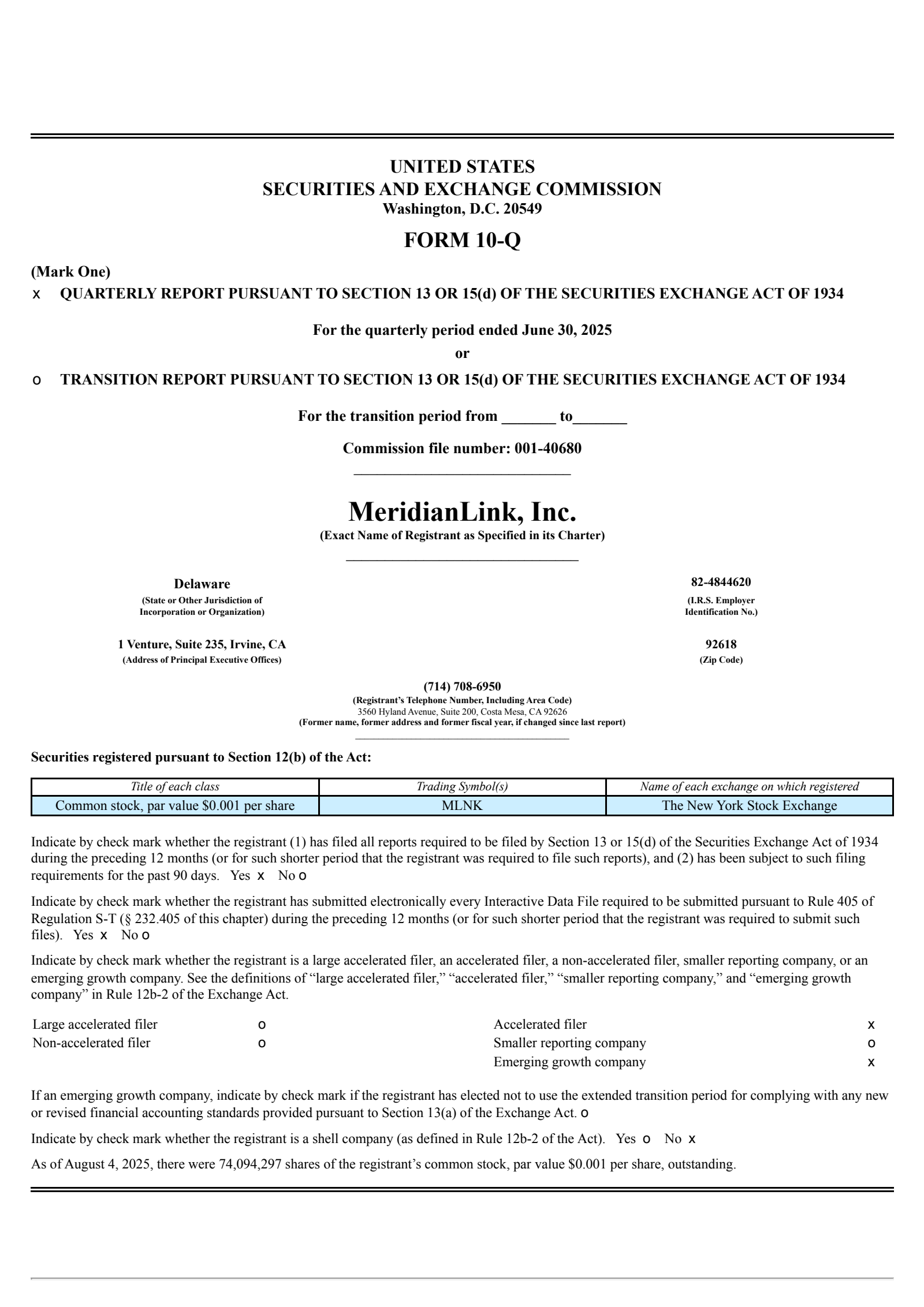 MeridianLink's Q2 2025 Quarterly report