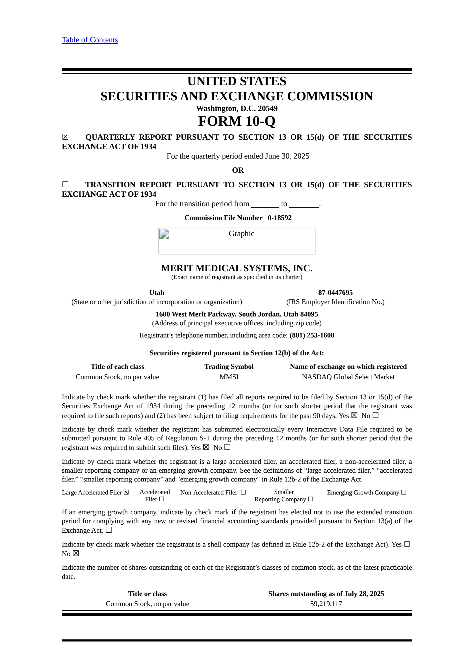 Merit Medical Systems' Q2 2025 Quarterly report