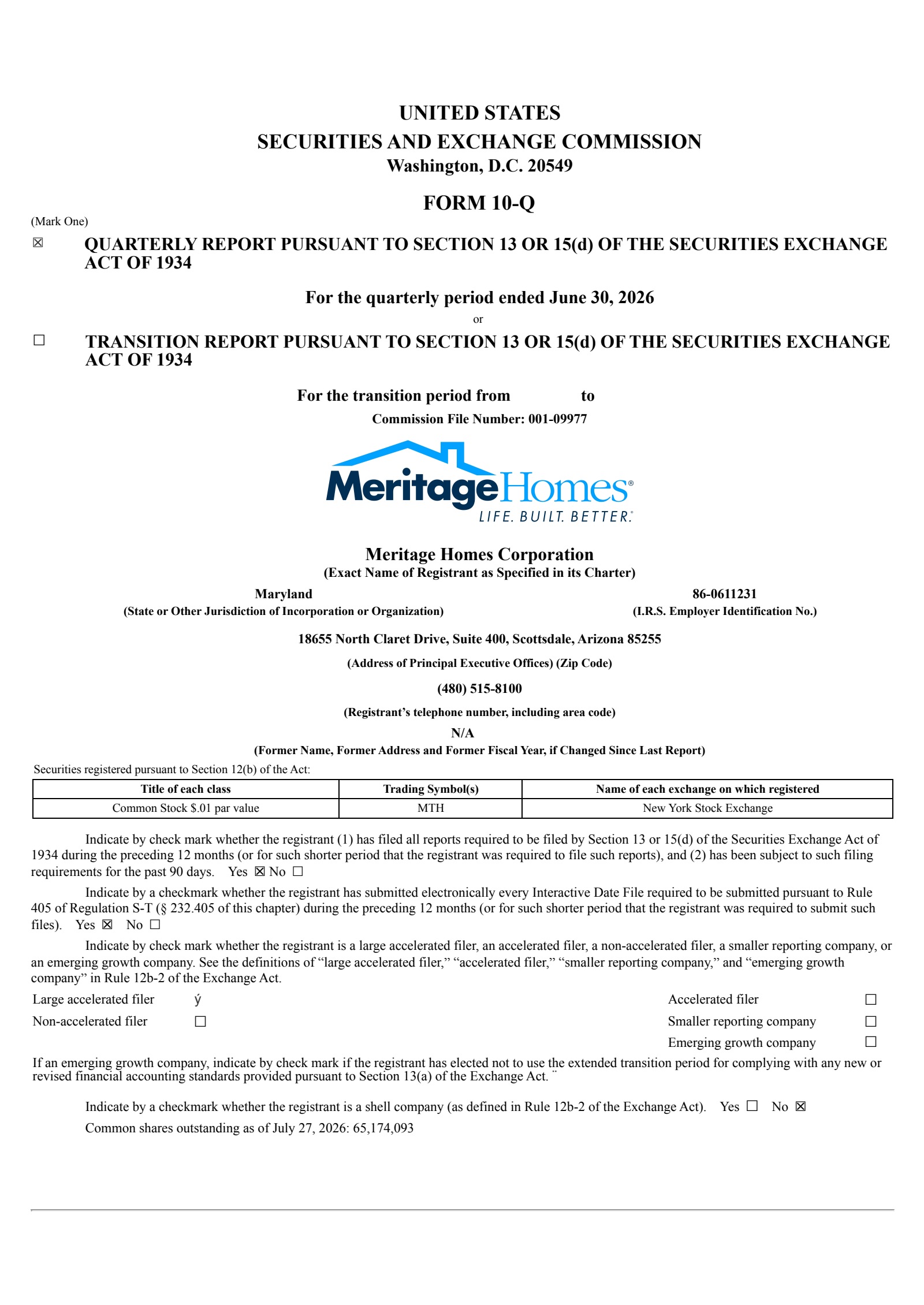 Meritage Homes' Q2 2026 Quarterly report