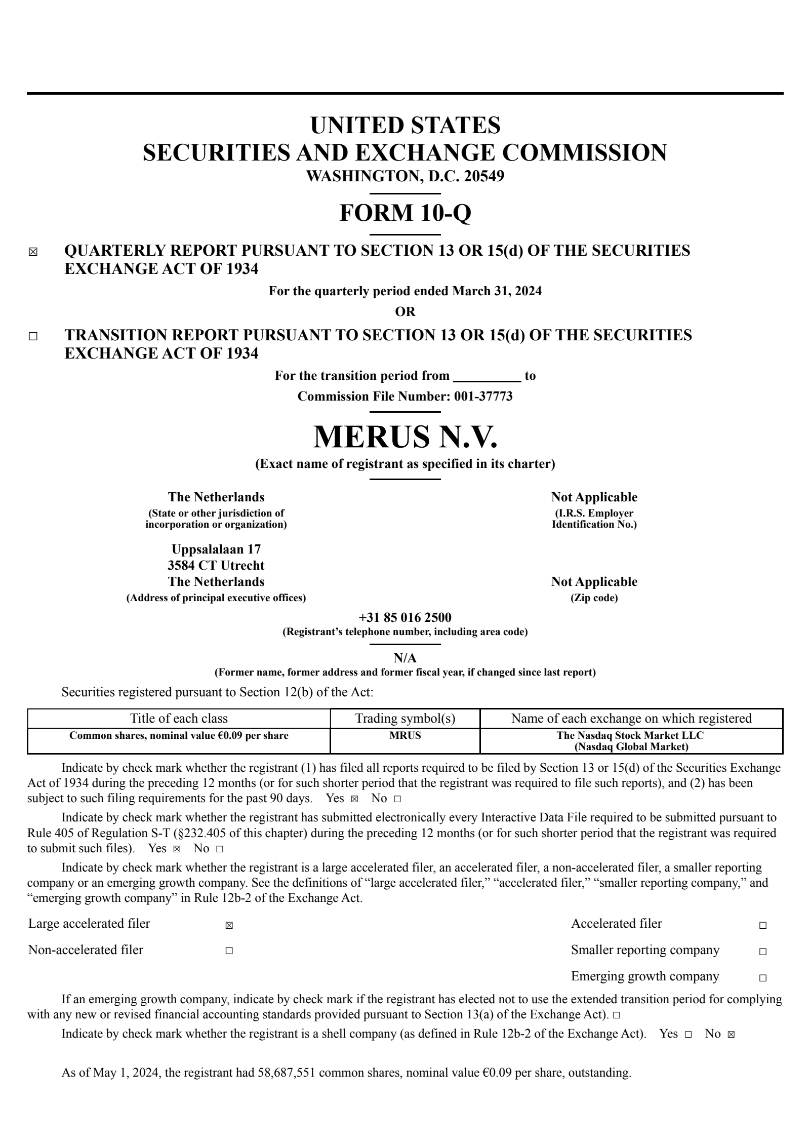 Merus' Q1 2024 Quarterly report
