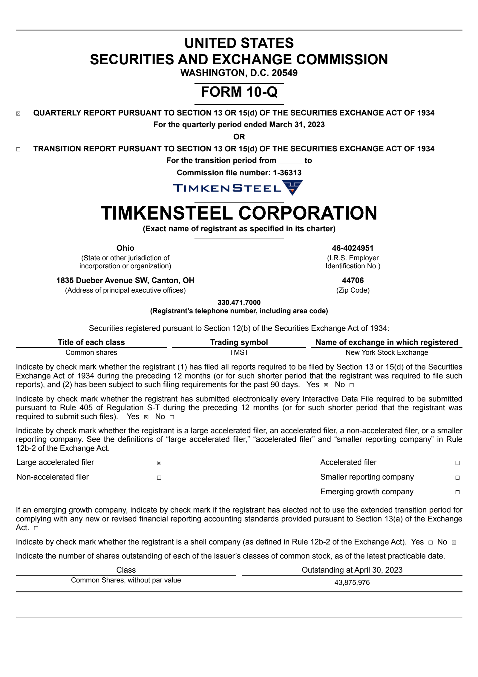 Metallus' Q1 2023 Quarterly report
