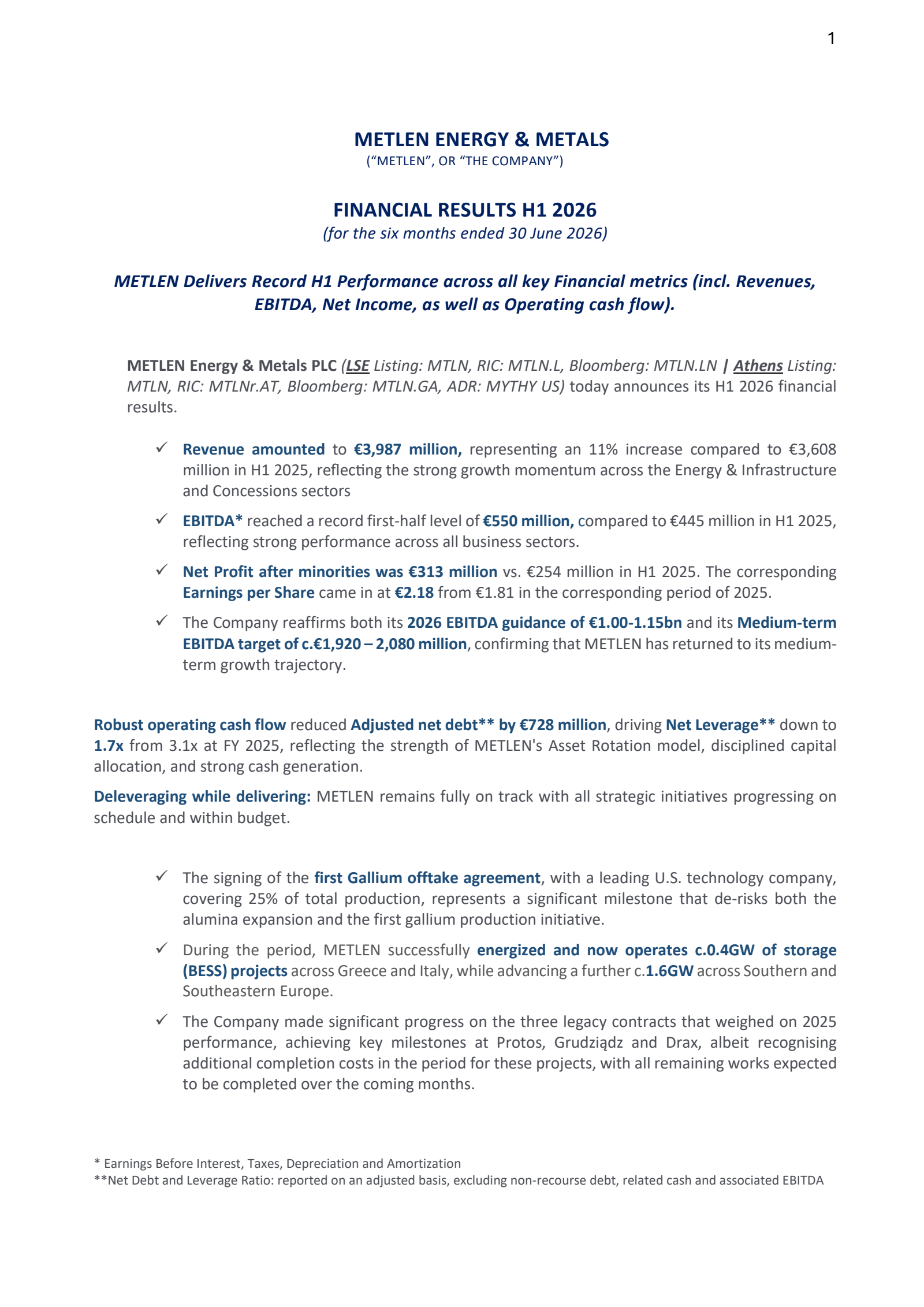 MetalNRG's Q2 2026 Press Release