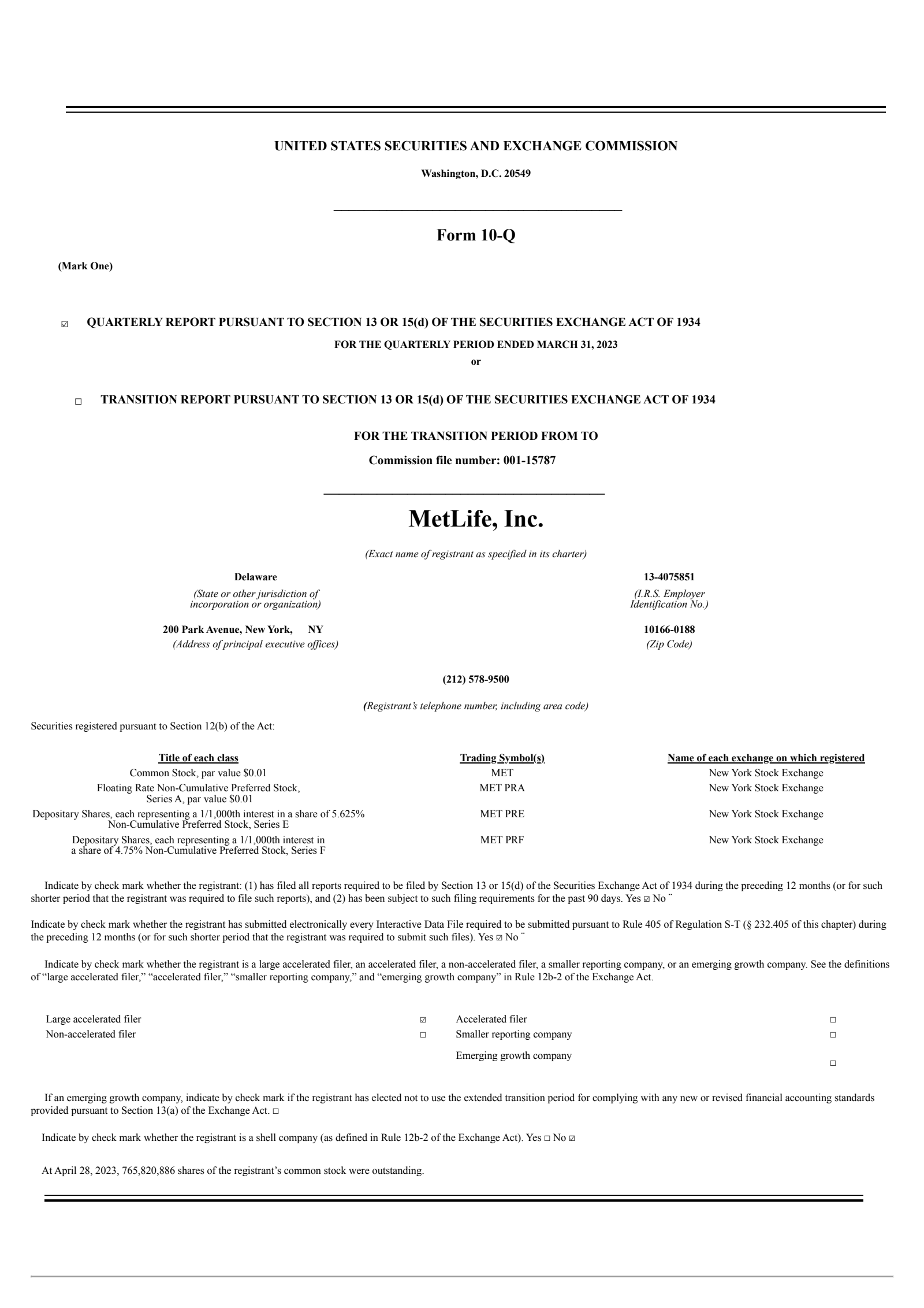 MetLife's Q1 2023 Quarterly report