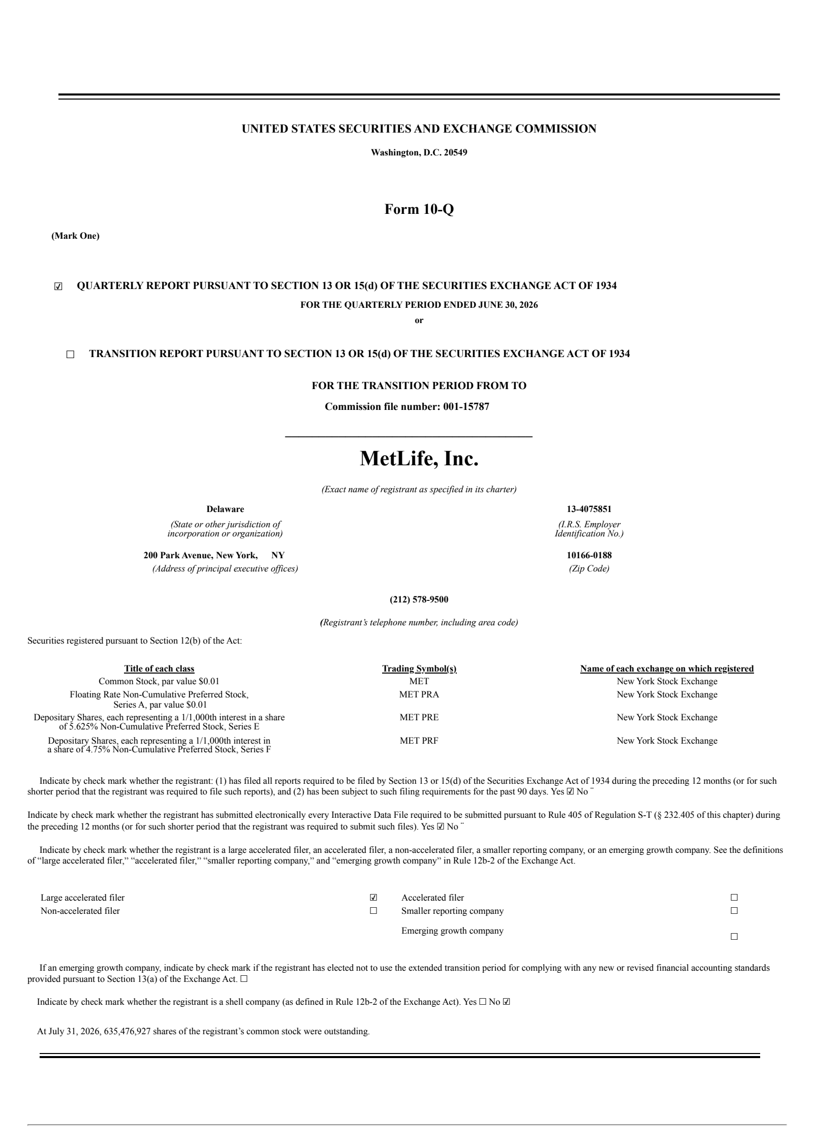 MetLife's Q2 2026 Quarterly report