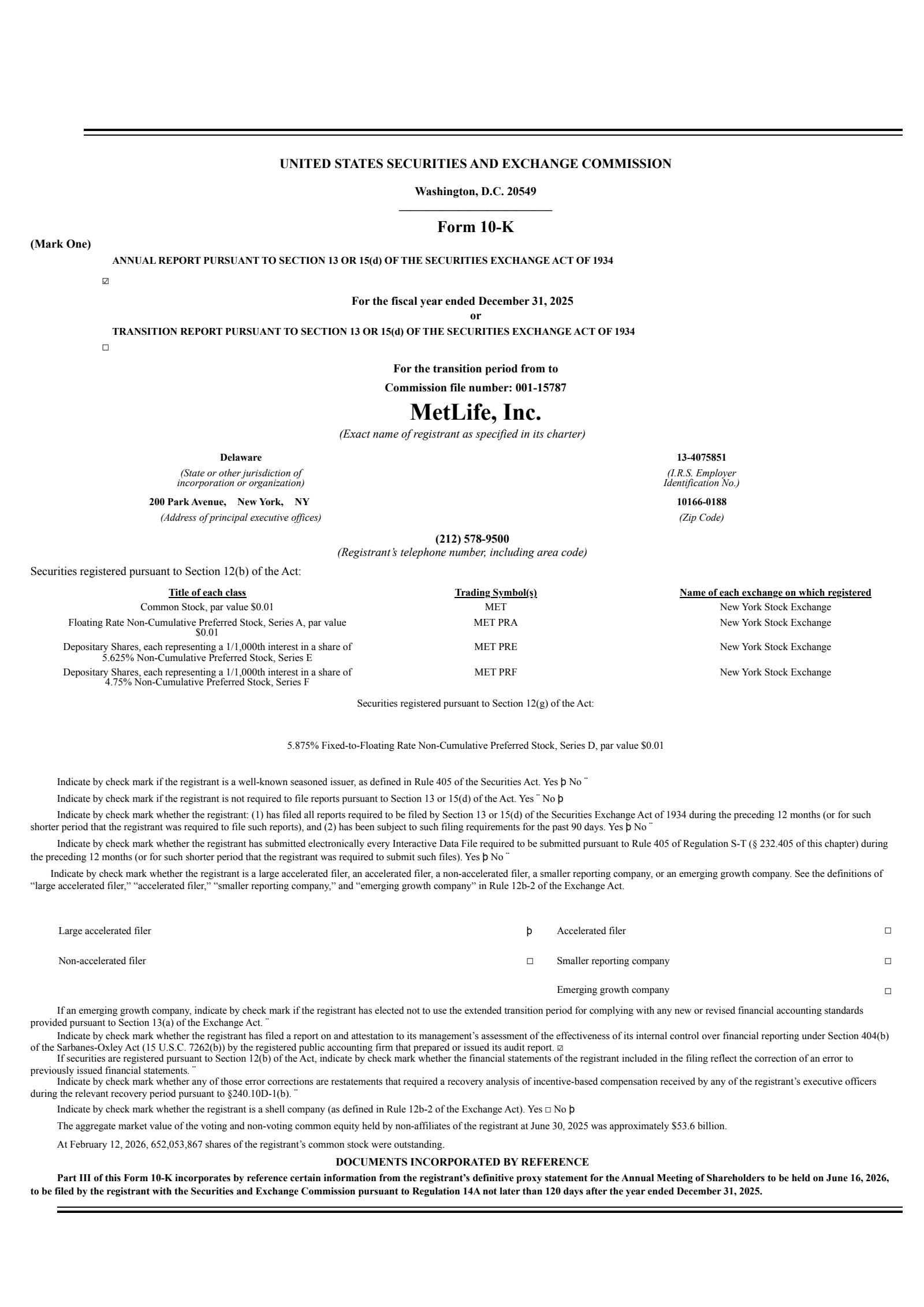 MetLife's Q4 2025 Annual report