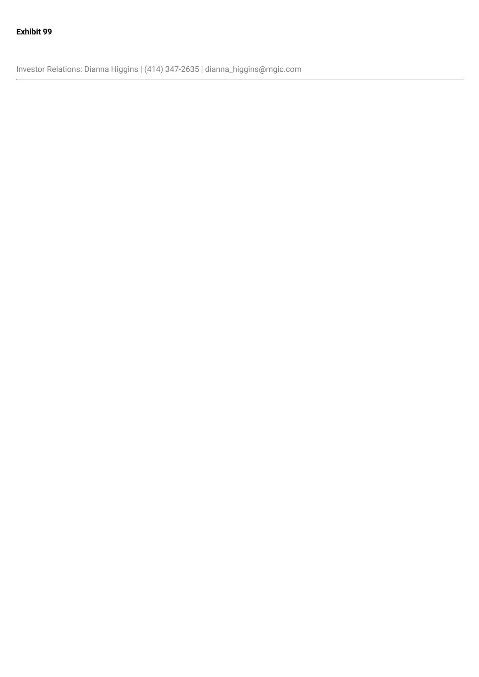 MGIC Investment's Q2 2026 Press Release