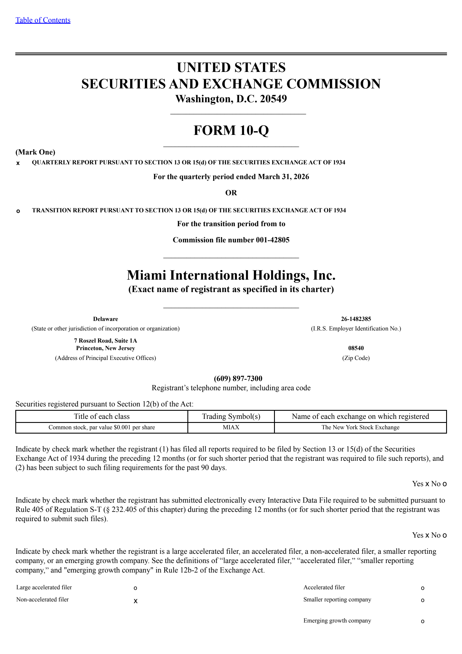 Miami International's Q1 2026 Quarterly report