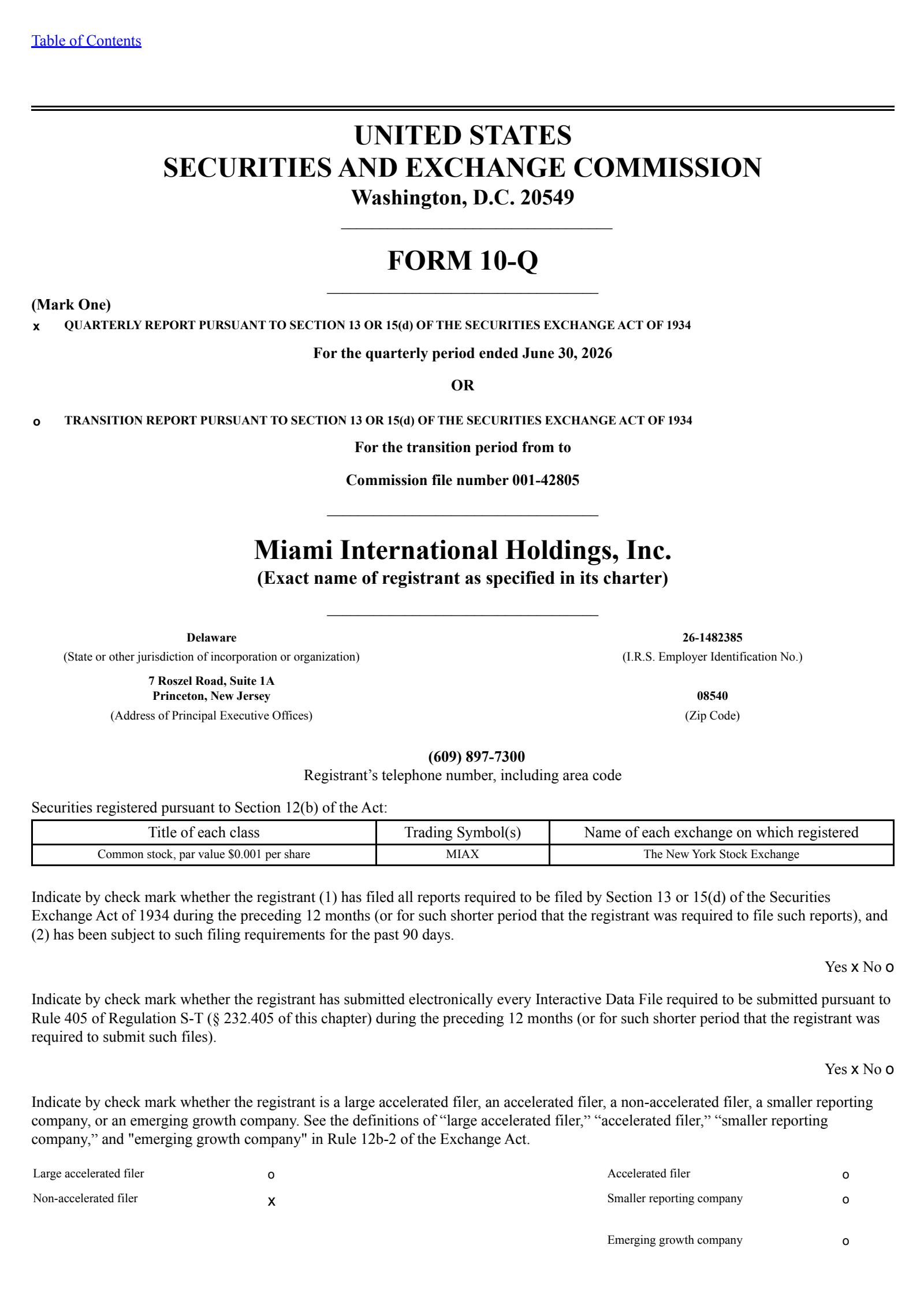 Miami International's Q2 2026 Quarterly report