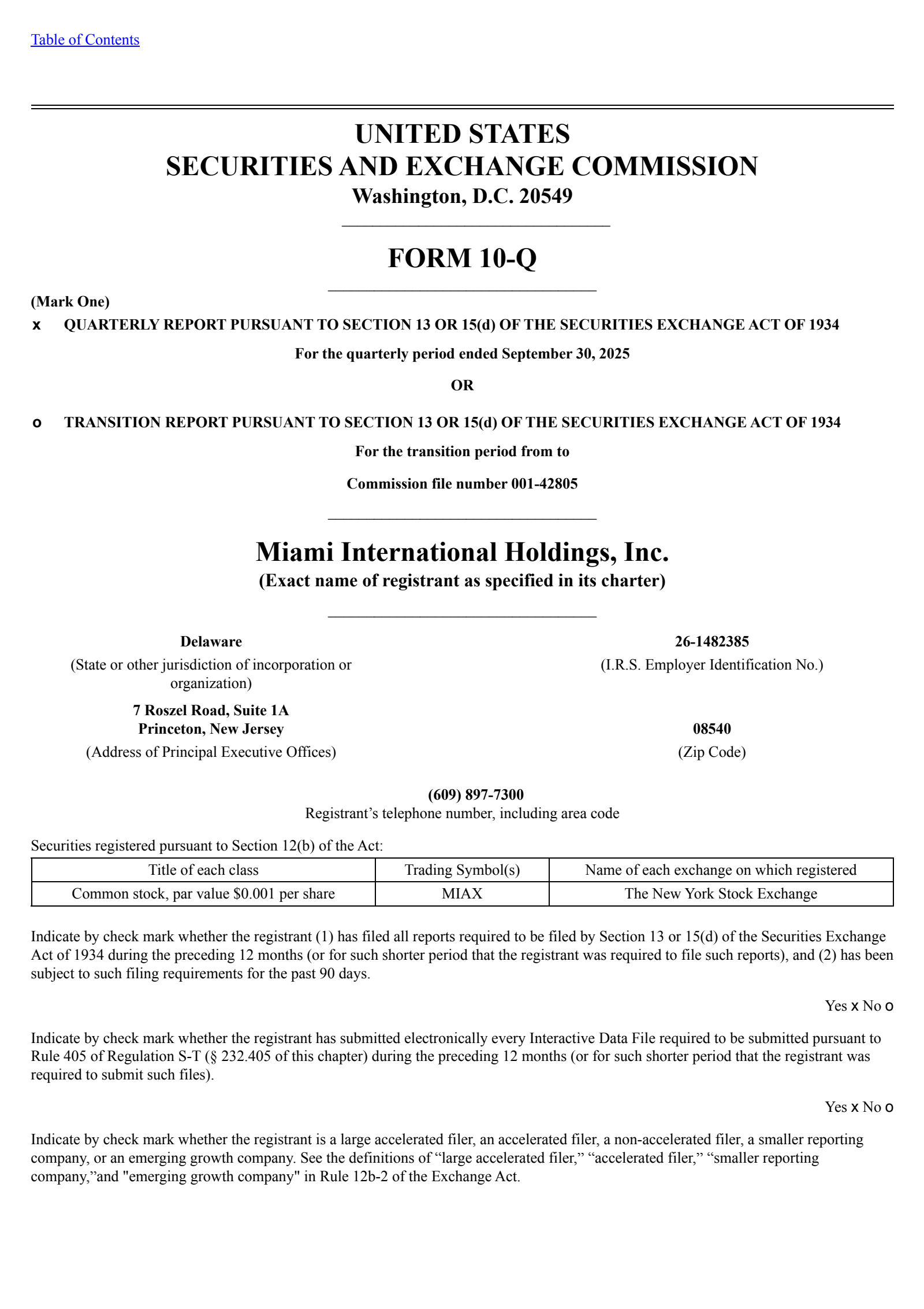 Miami International's Q3 2025 Quarterly Report