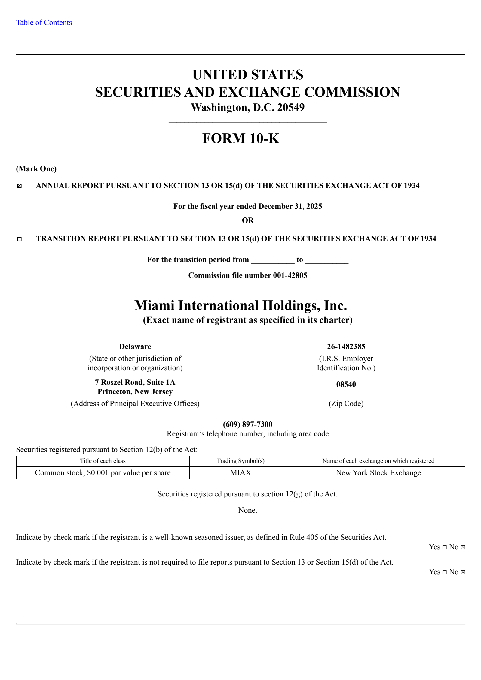 Miami International's Q4 2025 Annual report