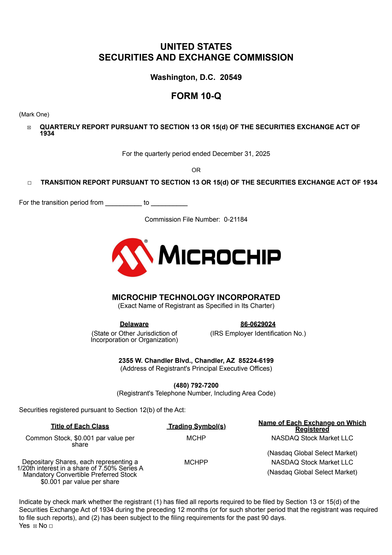 Microchip Technology's Q3 2026 Quarterly report