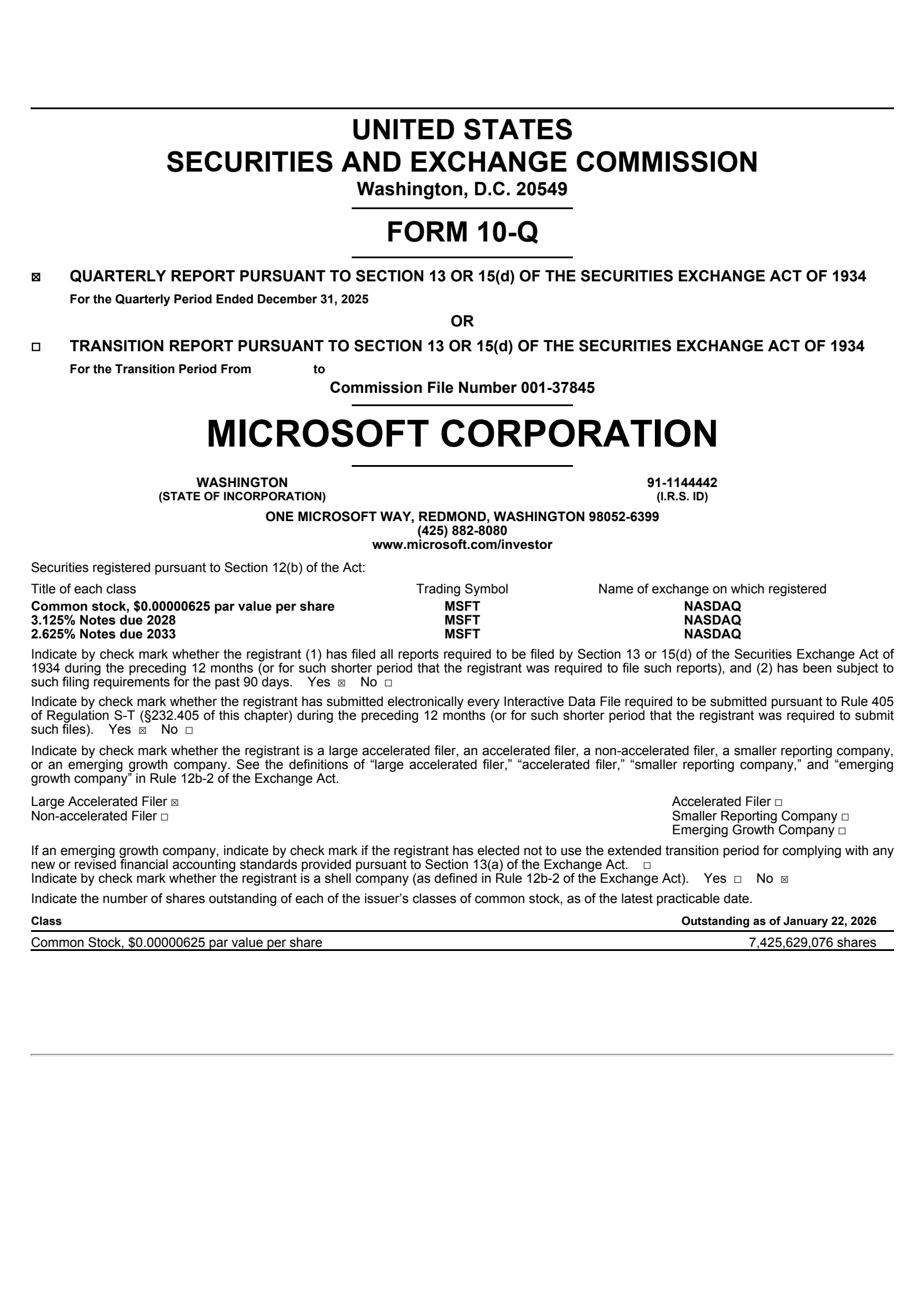 Microsoft's Q2 2026 Quarterly report
