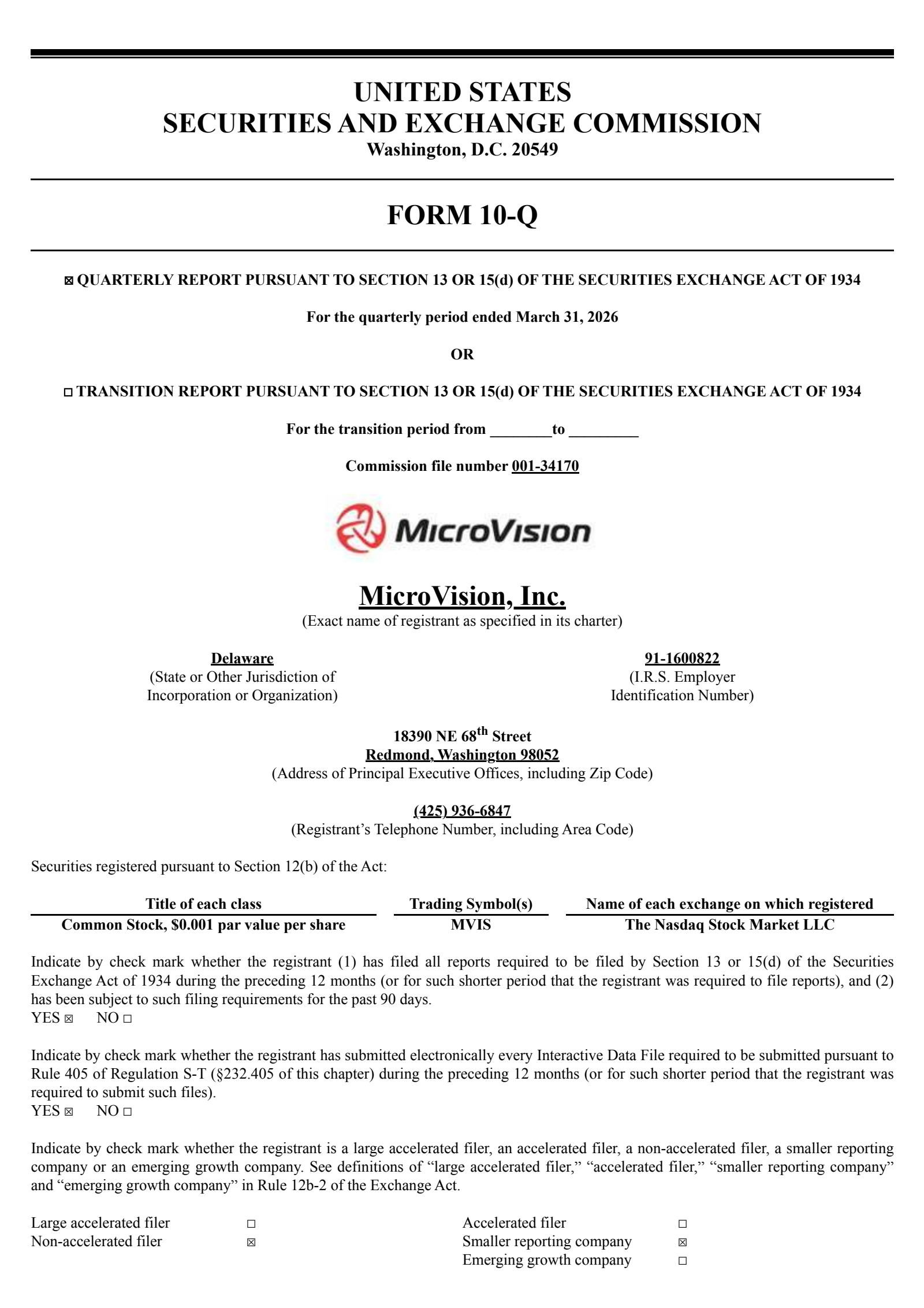 Microvision's Q1 2026 Quarterly report