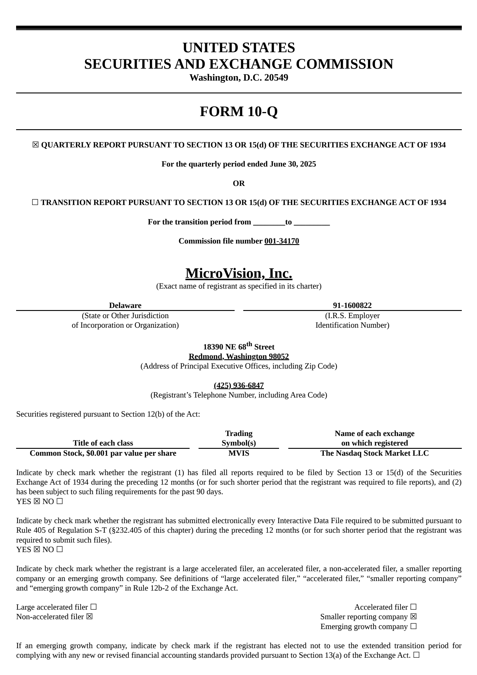 Microvision's Q2 2025 Quarterly report