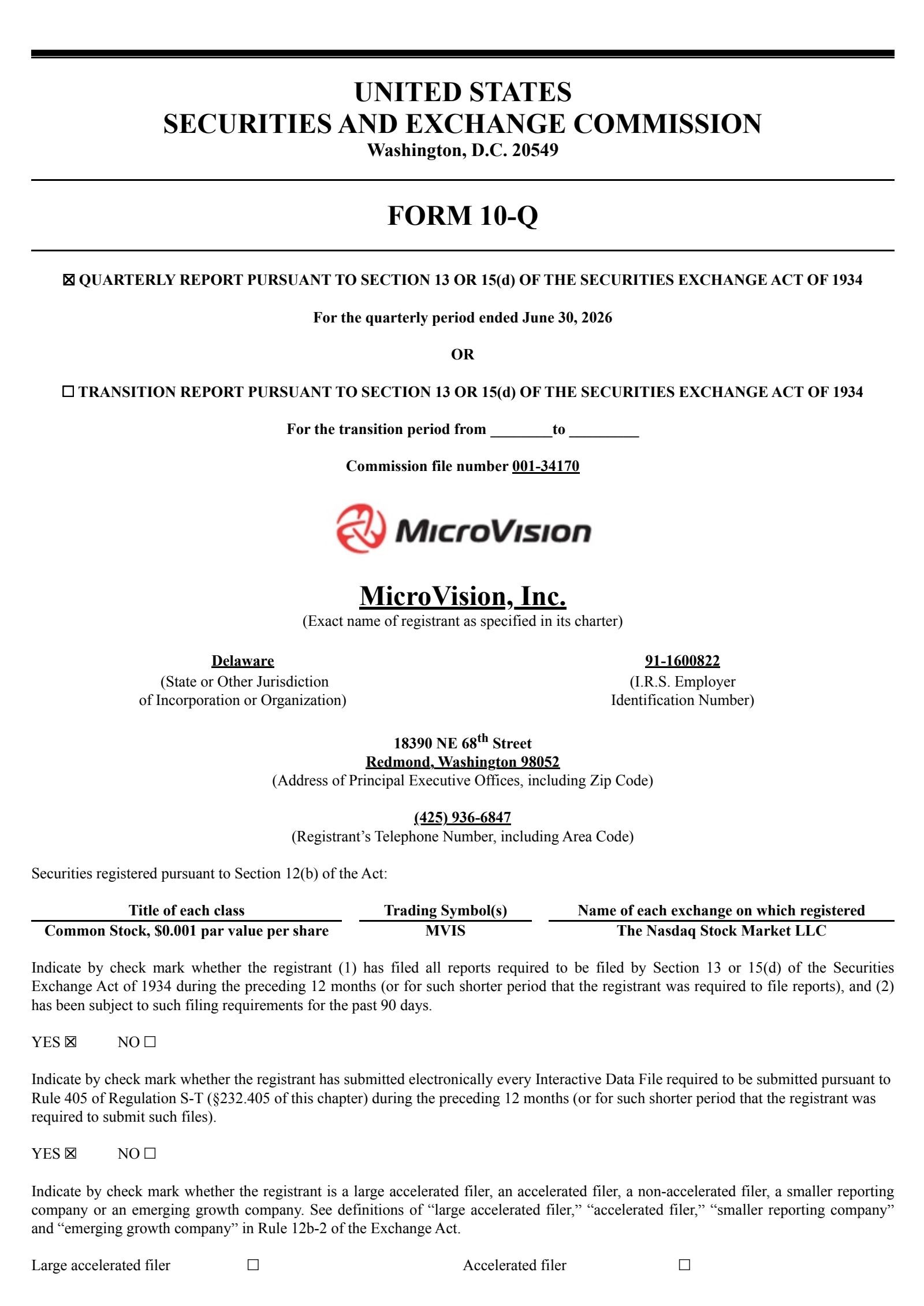 Microvision's Q2 2026 Quarterly report